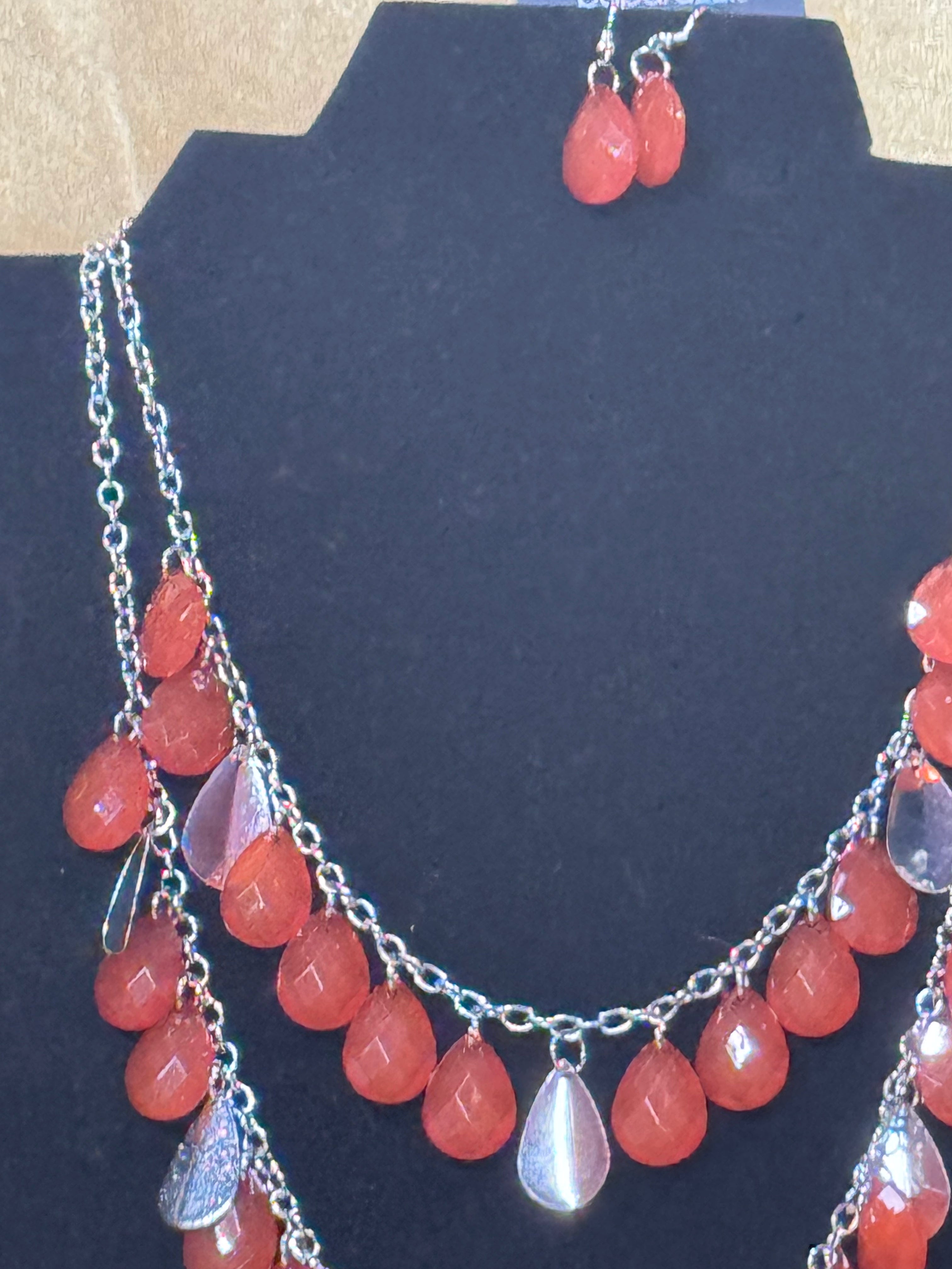 Paparazzi "Life of the Fiesta" Orange Multilayer Teardrop Fringe Necklace Set