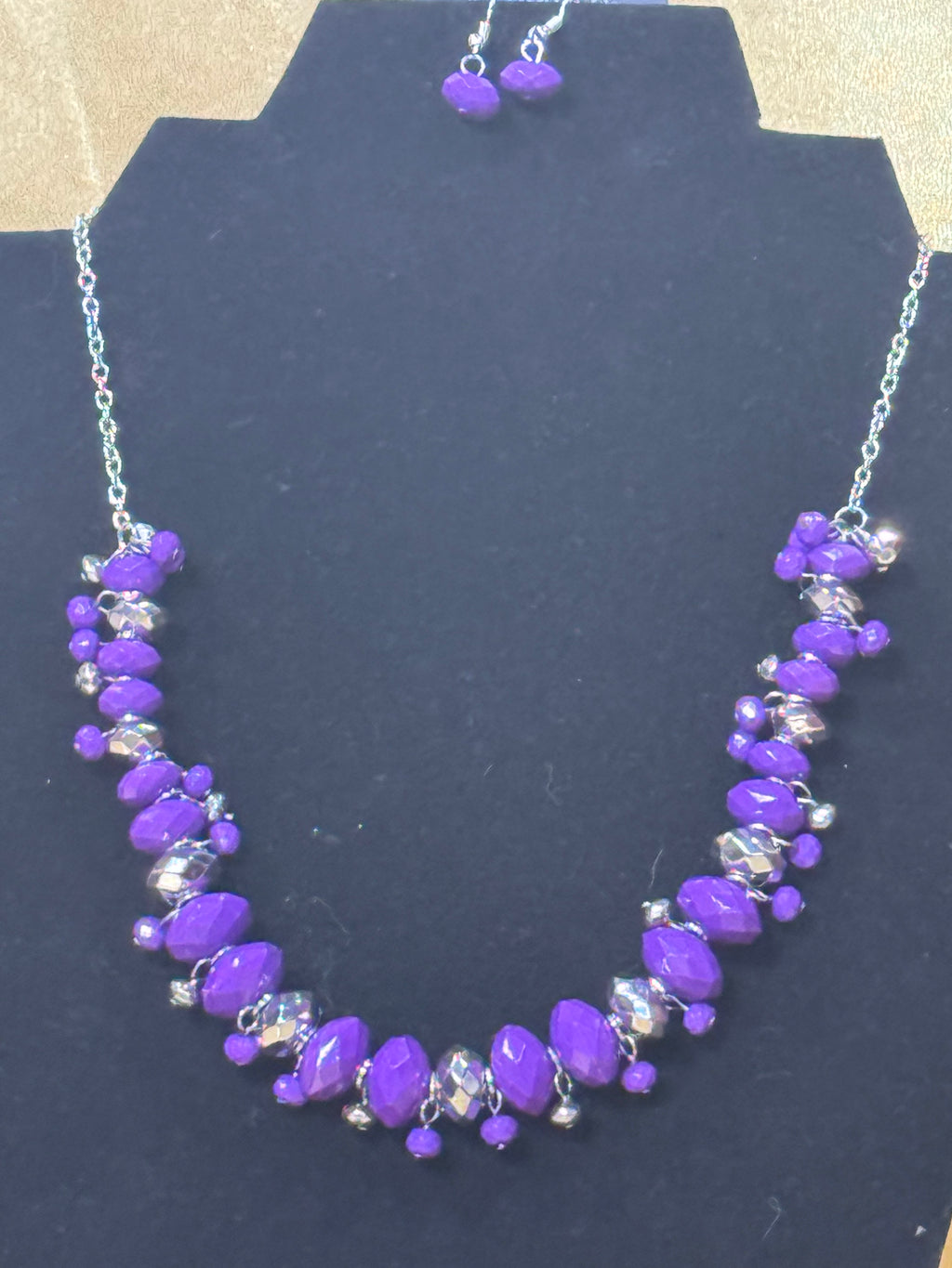 Paparazzi "Brags to Riches" Purple & Silver Beaded Statement Necklace Set