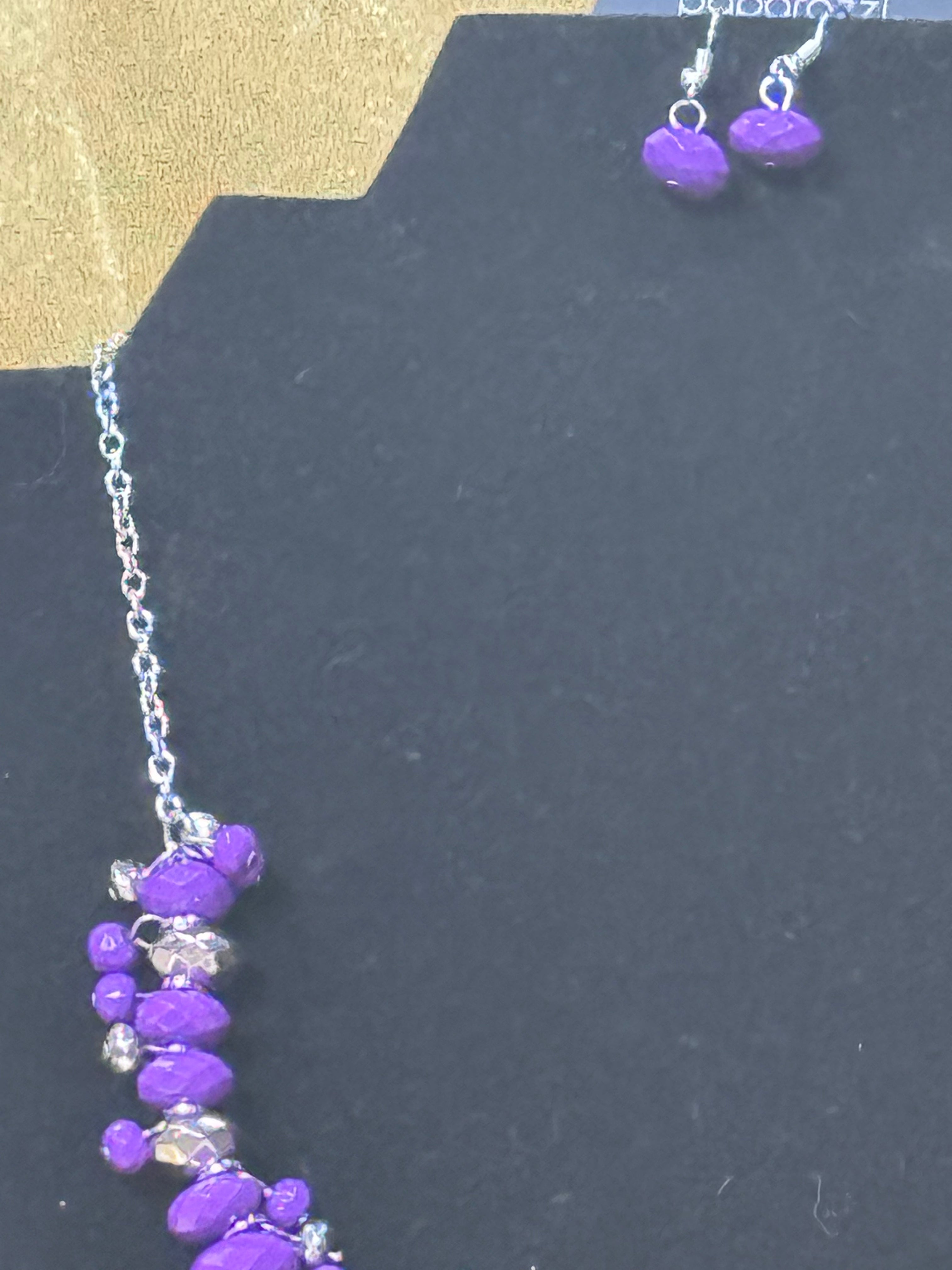 Paparazzi "Brags to Riches" Purple & Silver Beaded Statement Necklace Set