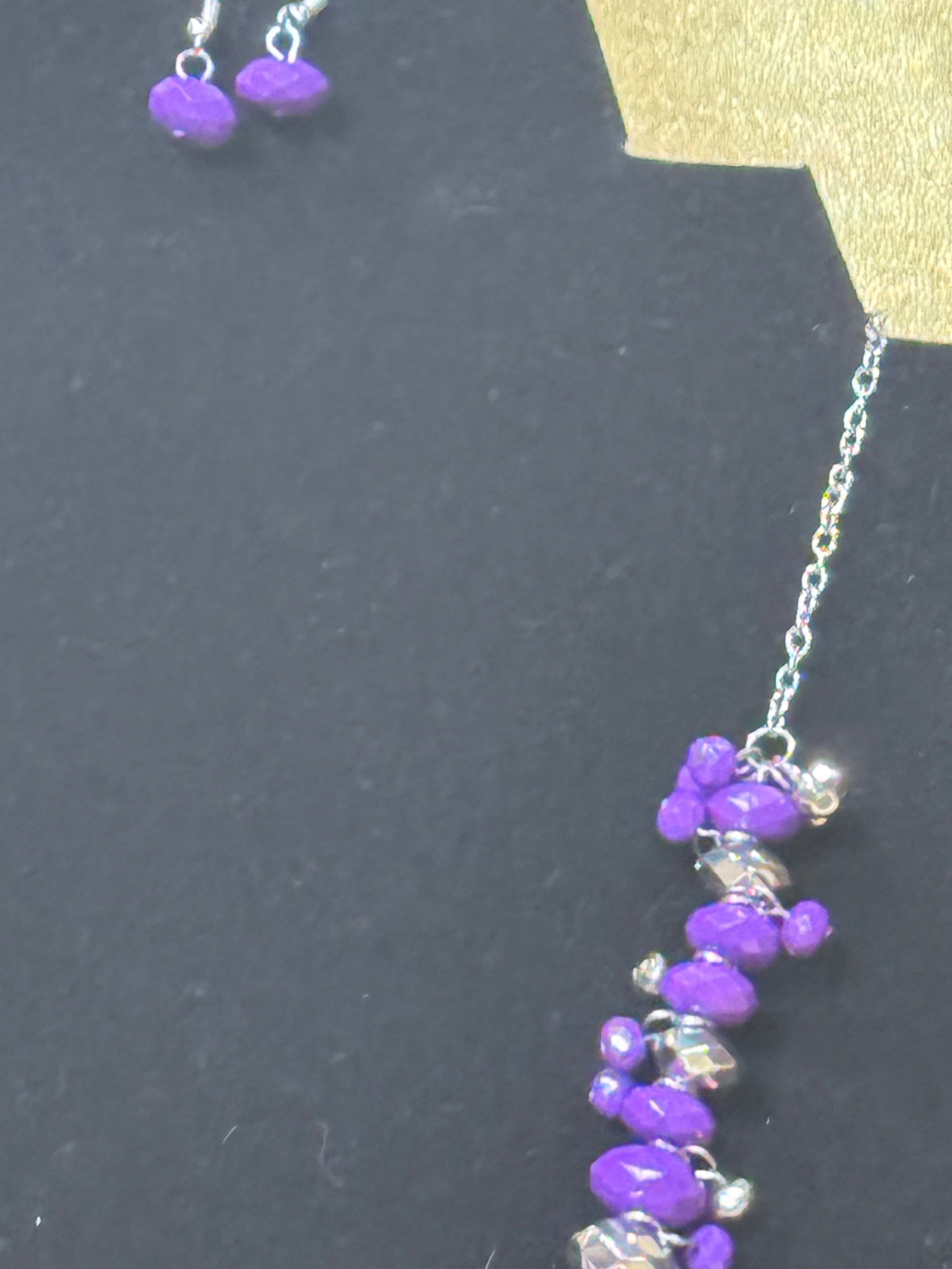 Paparazzi "Brags to Riches" Purple & Silver Beaded Statement Necklace Set