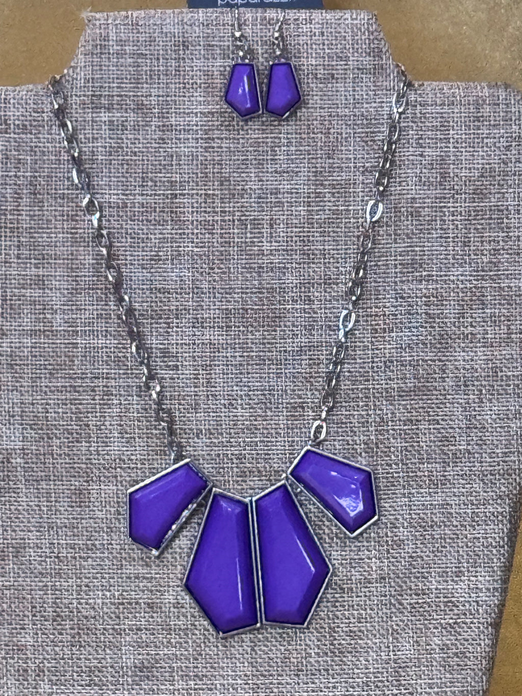 Paparazzi "Get Up and GEO" Purple Geometric Necklace & Earring Set