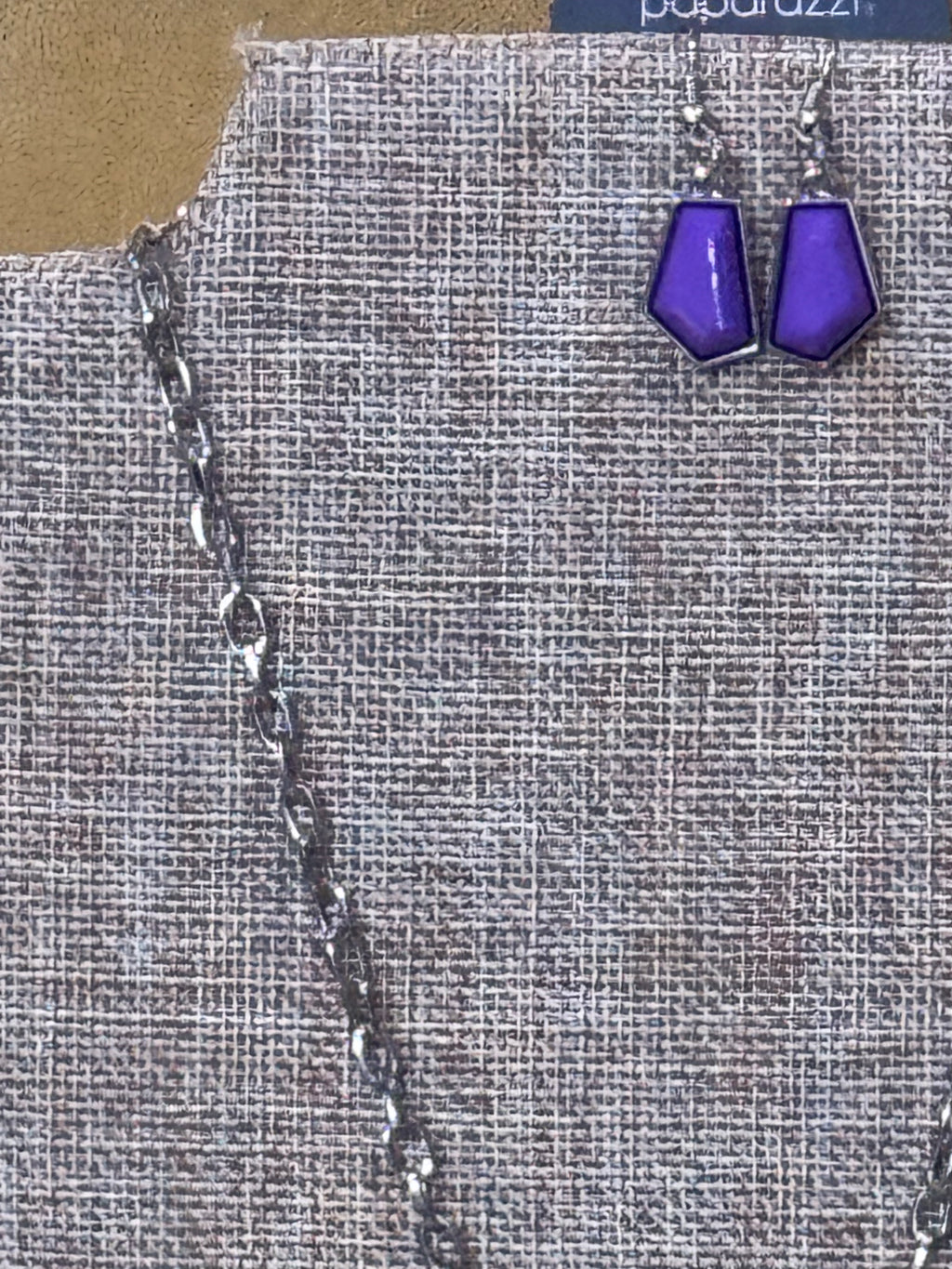 Paparazzi "Get Up and GEO" Purple Geometric Necklace & Earring Set