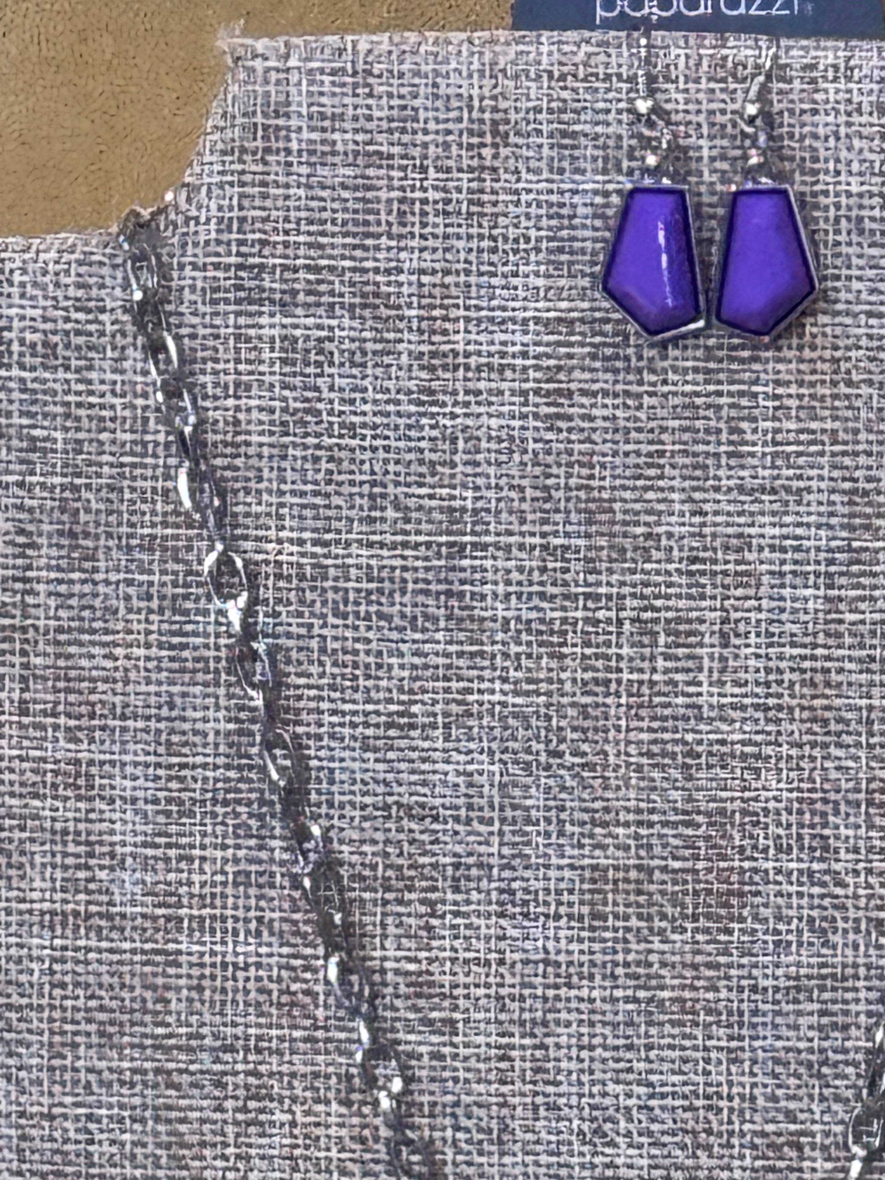 Paparazzi "Get Up and GEO" Purple Geometric Necklace & Earring Set