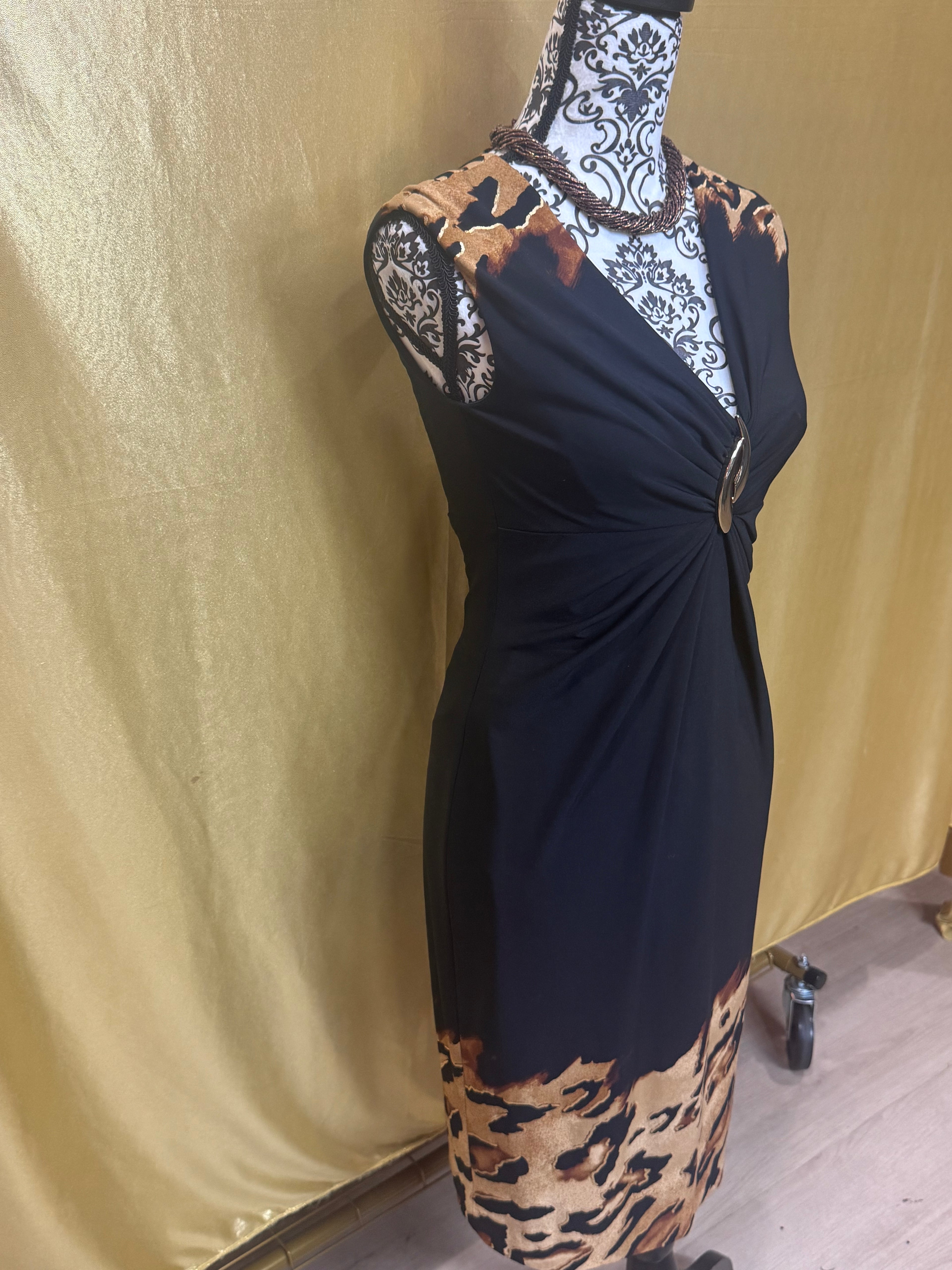 Outfit of the Week Highlight! ✨ Caché Black & Leopard Print Ruched Cocktail Dress - NWT Size 4
