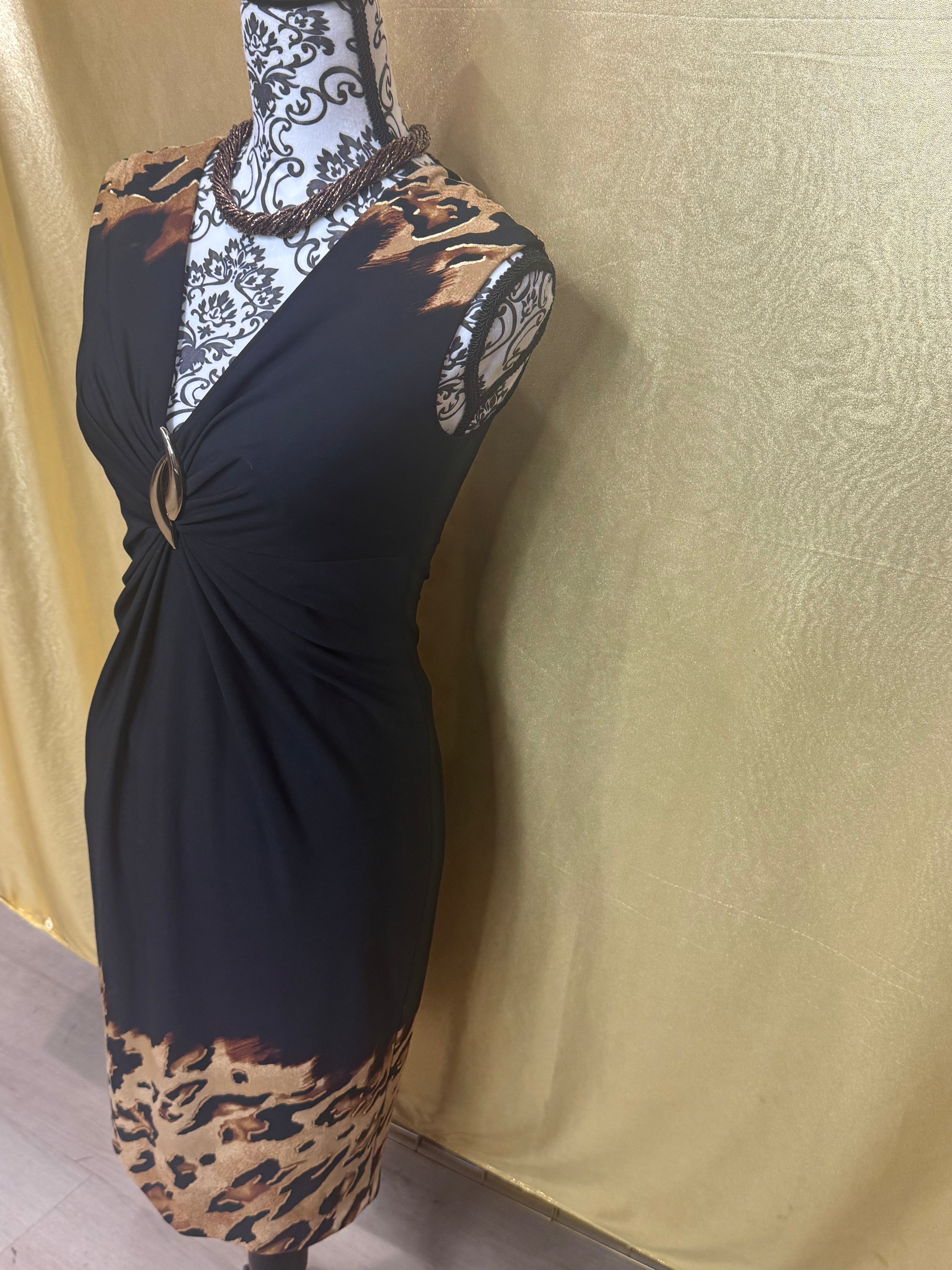 Outfit of the Week Highlight! ✨ Caché Black & Leopard Print Ruched Cocktail Dress - NWT Size 4