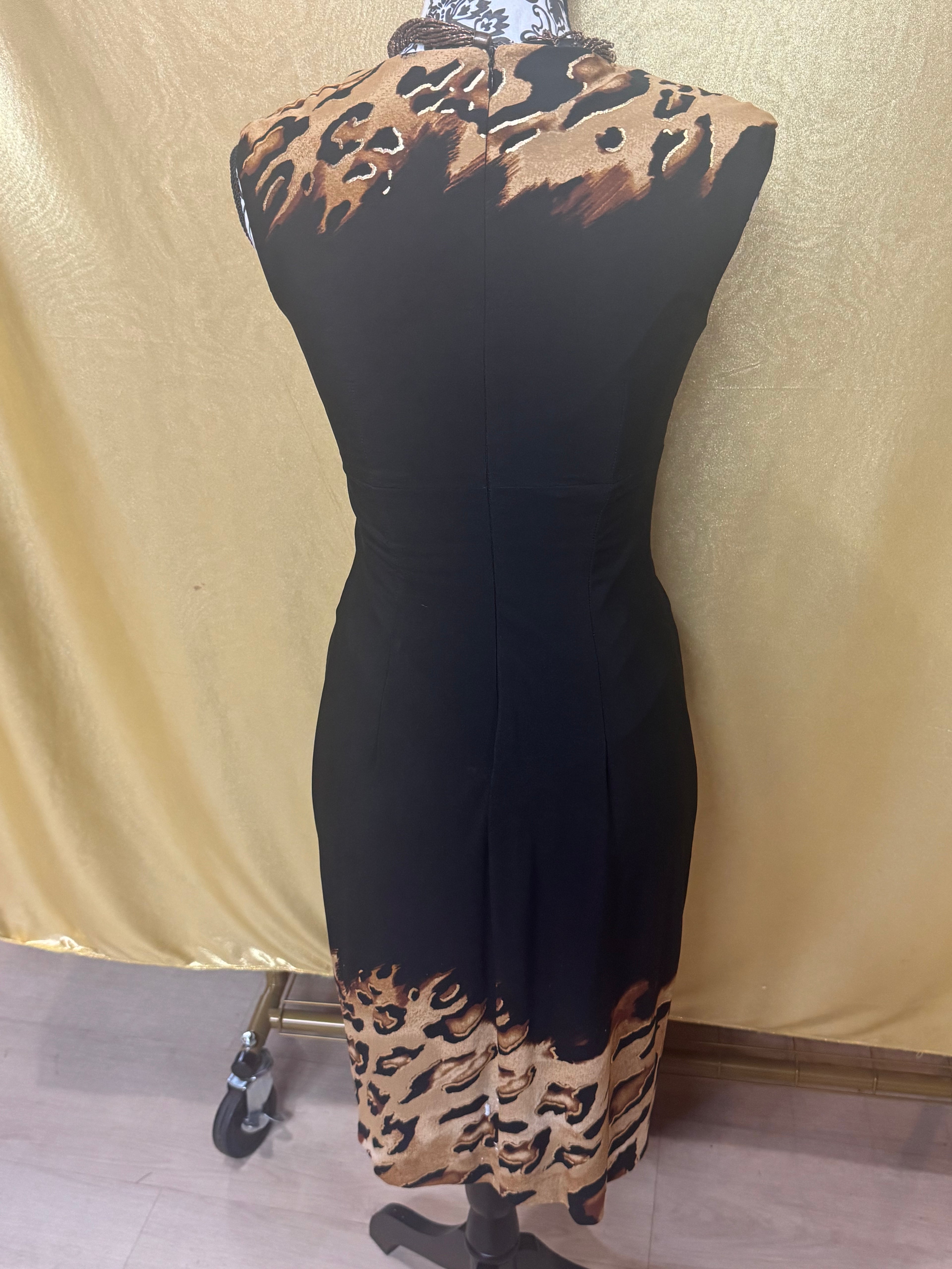 Outfit of the Week Highlight! ✨ Caché Black & Leopard Print Ruched Cocktail Dress - NWT Size 4