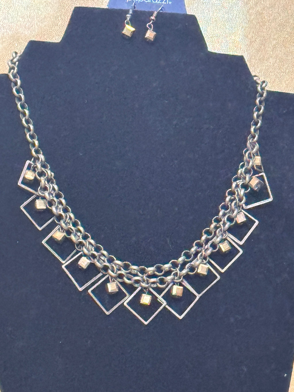 Paparazzi "GEO Down In History" Brass Geometric Necklace Set