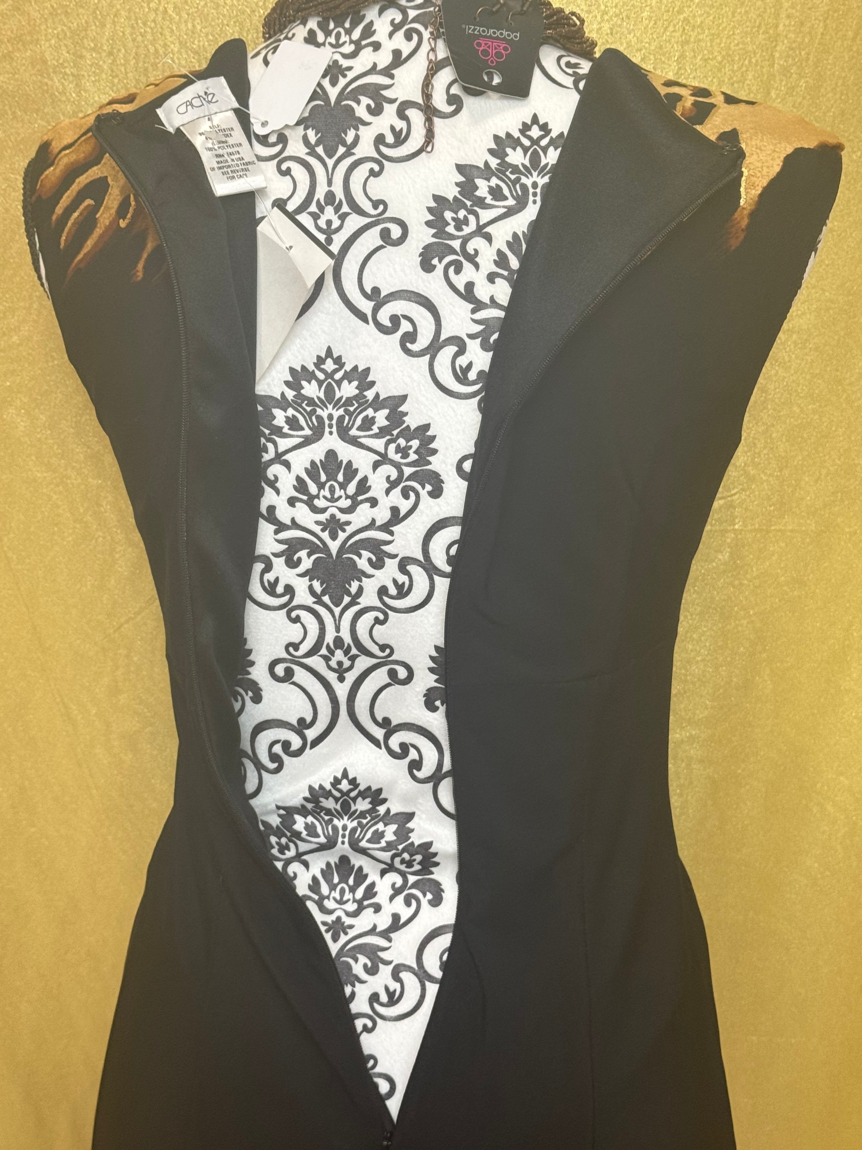 Outfit of the Week Highlight! ✨ Caché Black & Leopard Print Ruched Cocktail Dress - NWT Size 4