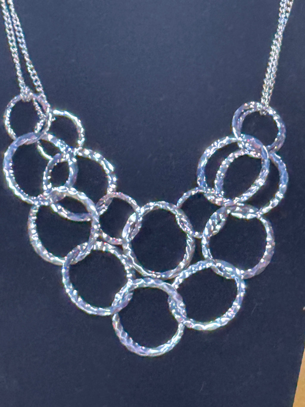Paparazzi Radiant Ringmaster Silver Hammered Hoop Necklace Set