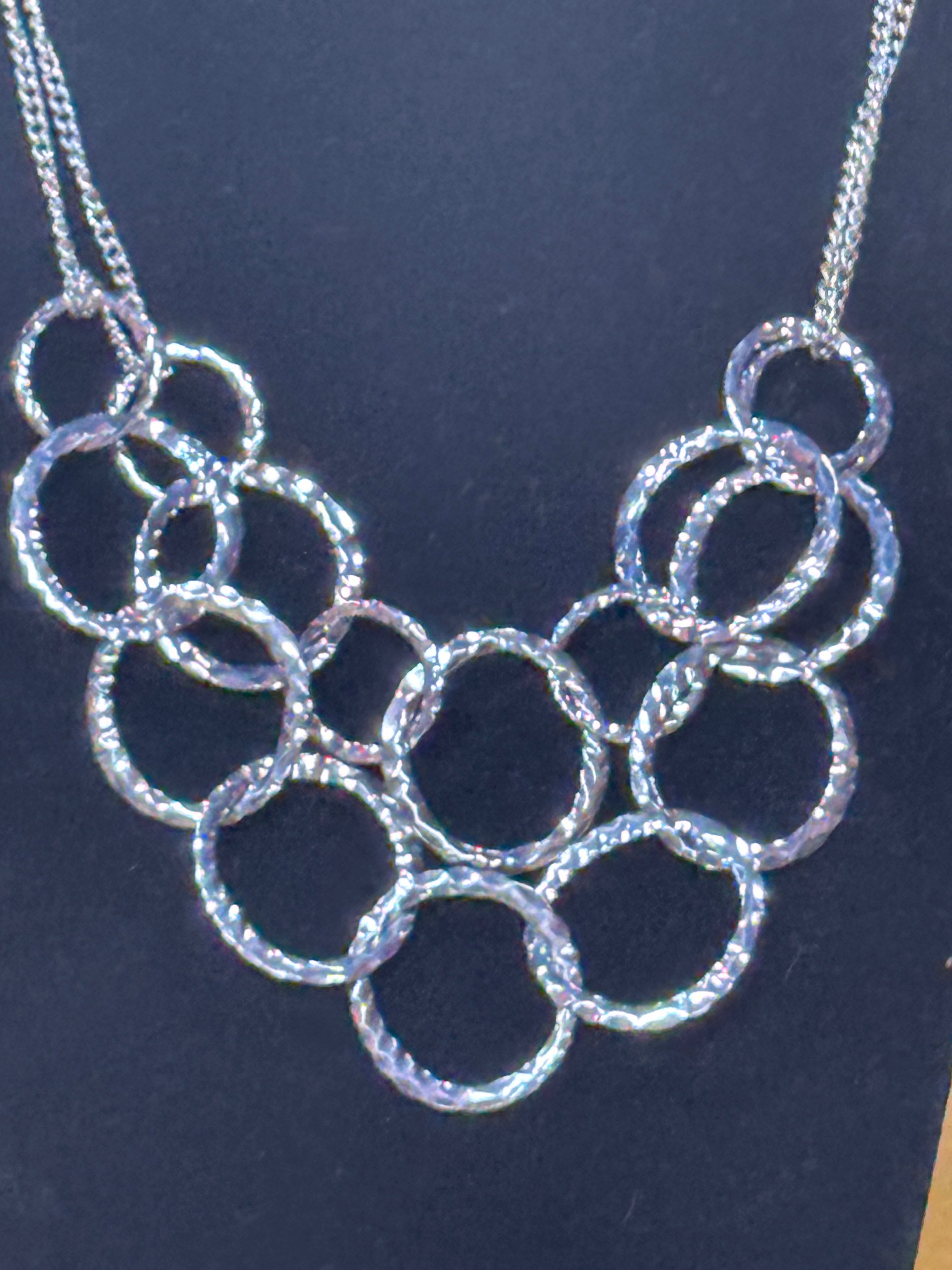Paparazzi Radiant Ringmaster Silver Hammered Hoop Necklace Set