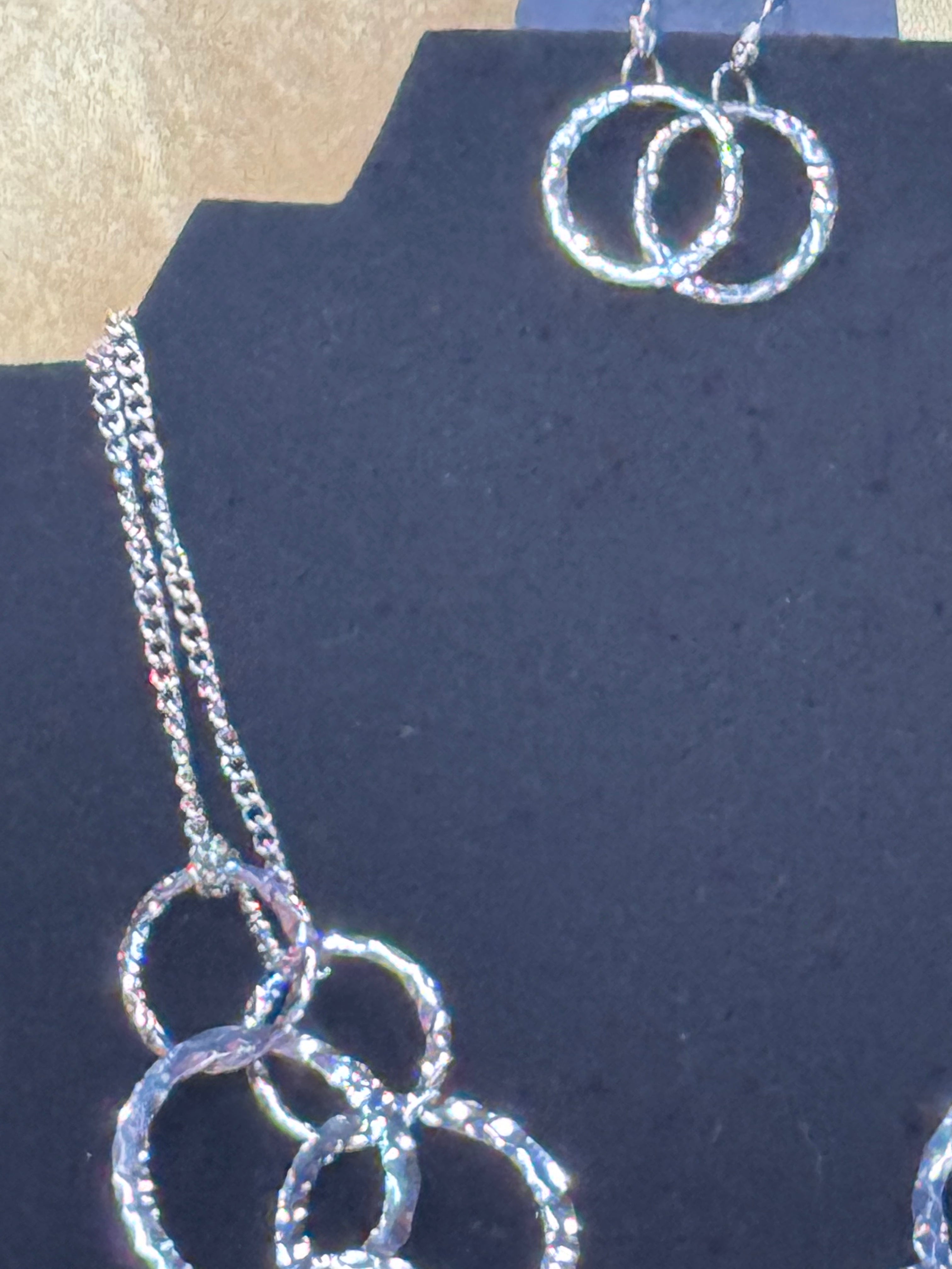 Paparazzi Radiant Ringmaster Silver Hammered Hoop Necklace Set