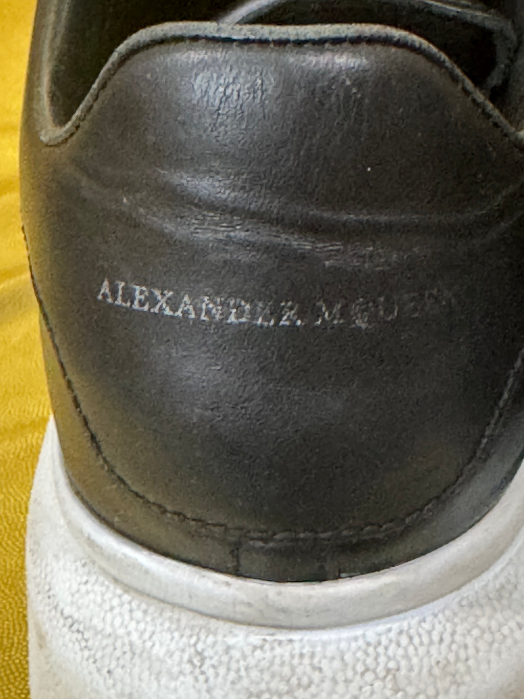 Authentic Alexander McQueen Black Leather Oversized Grip-Strap Platform Sneakers - Size 37