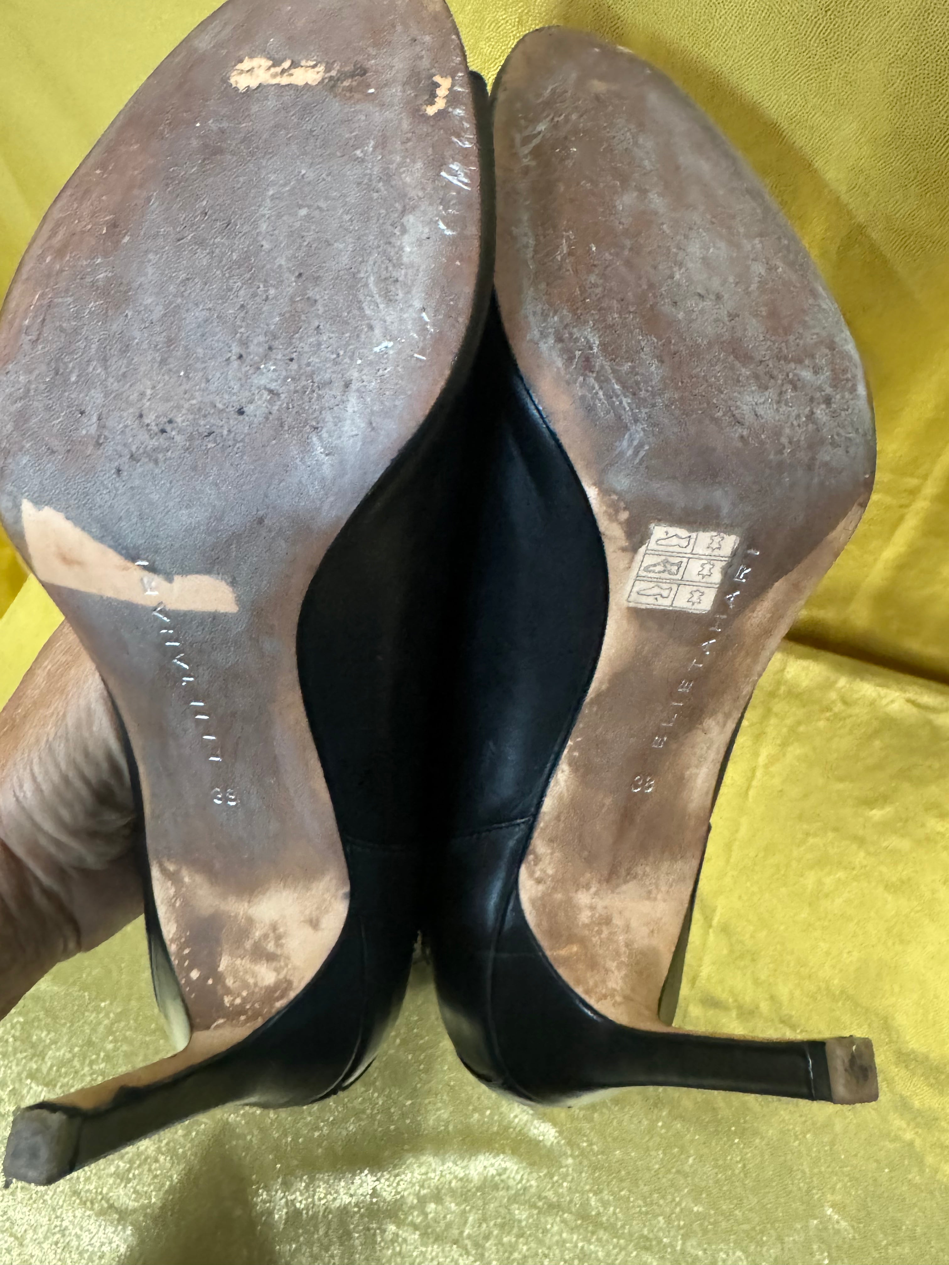 Authentic Elie Tahari Black Leather Stiletto Booties Size 8 / 38 Excellent Condition