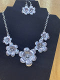 Paparazzi "Secret Garden" Brushed Silver Flower Statement Necklace & Earring Set
