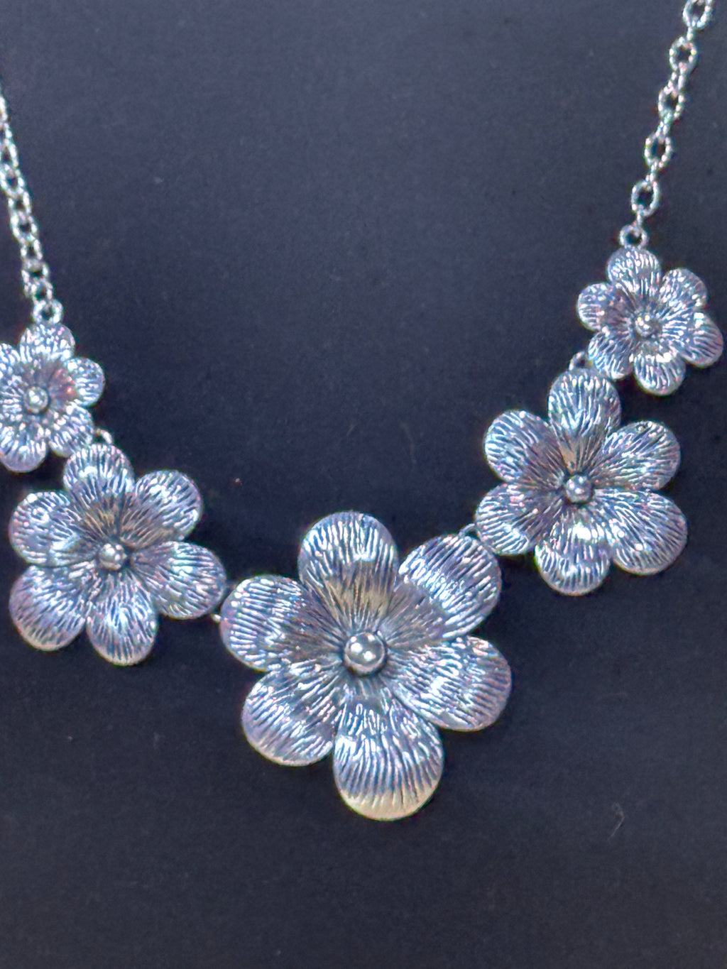 Paparazzi "Secret Garden" Brushed Silver Flower Statement Necklace & Earring Set