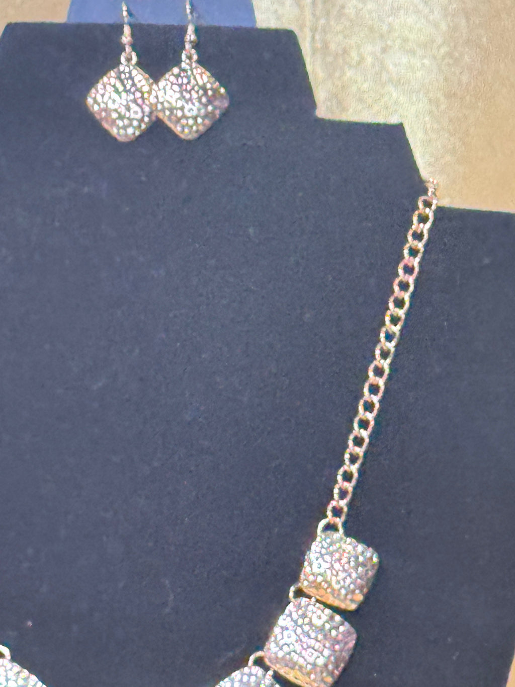 Paparazzi "Keeping It RELIC" Gold Hammered Square Statement Necklace Set