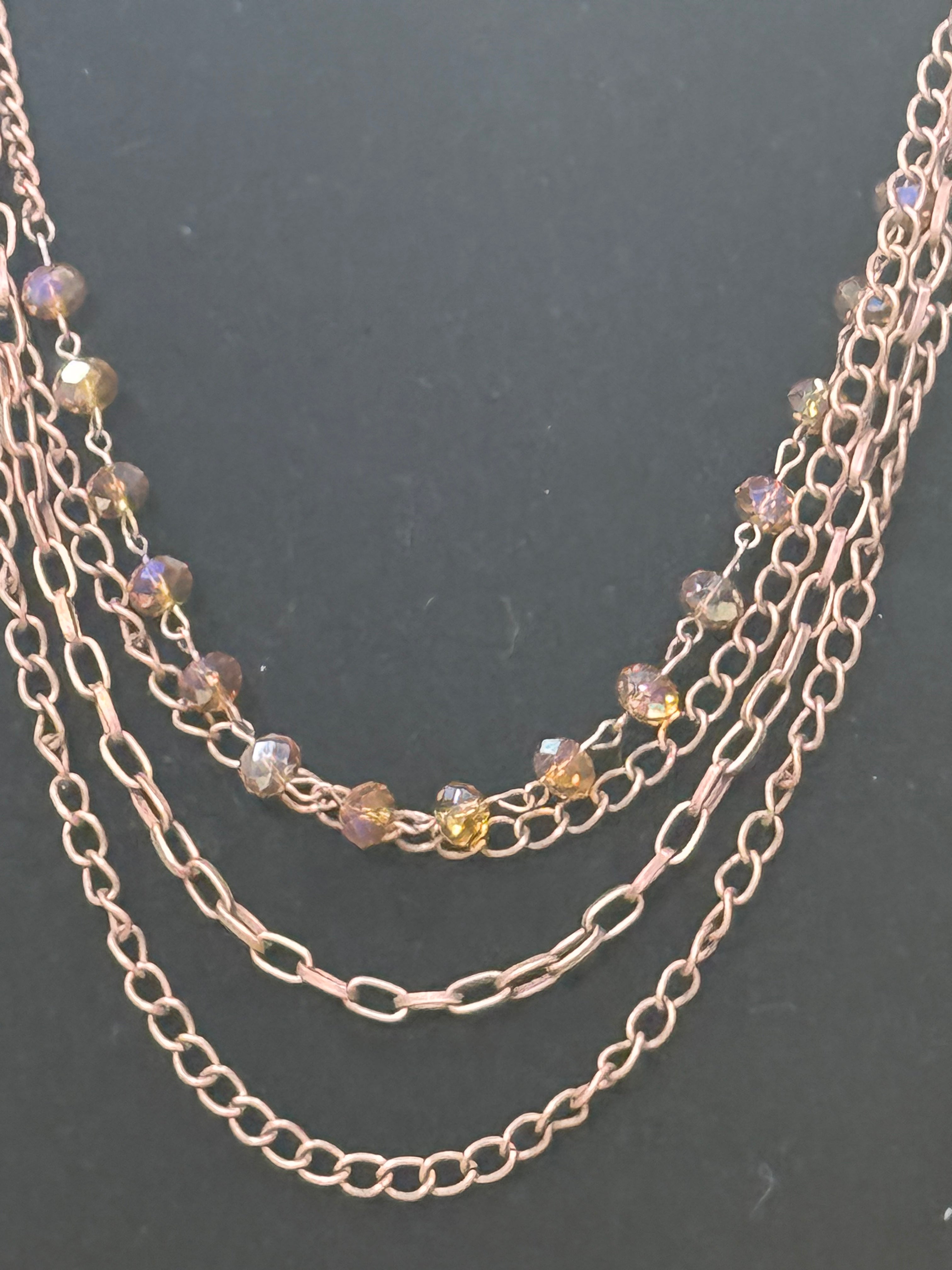 Paparazzi Extravagant Elegance Multi-Strand Copper & Crystal Bead Necklace Set