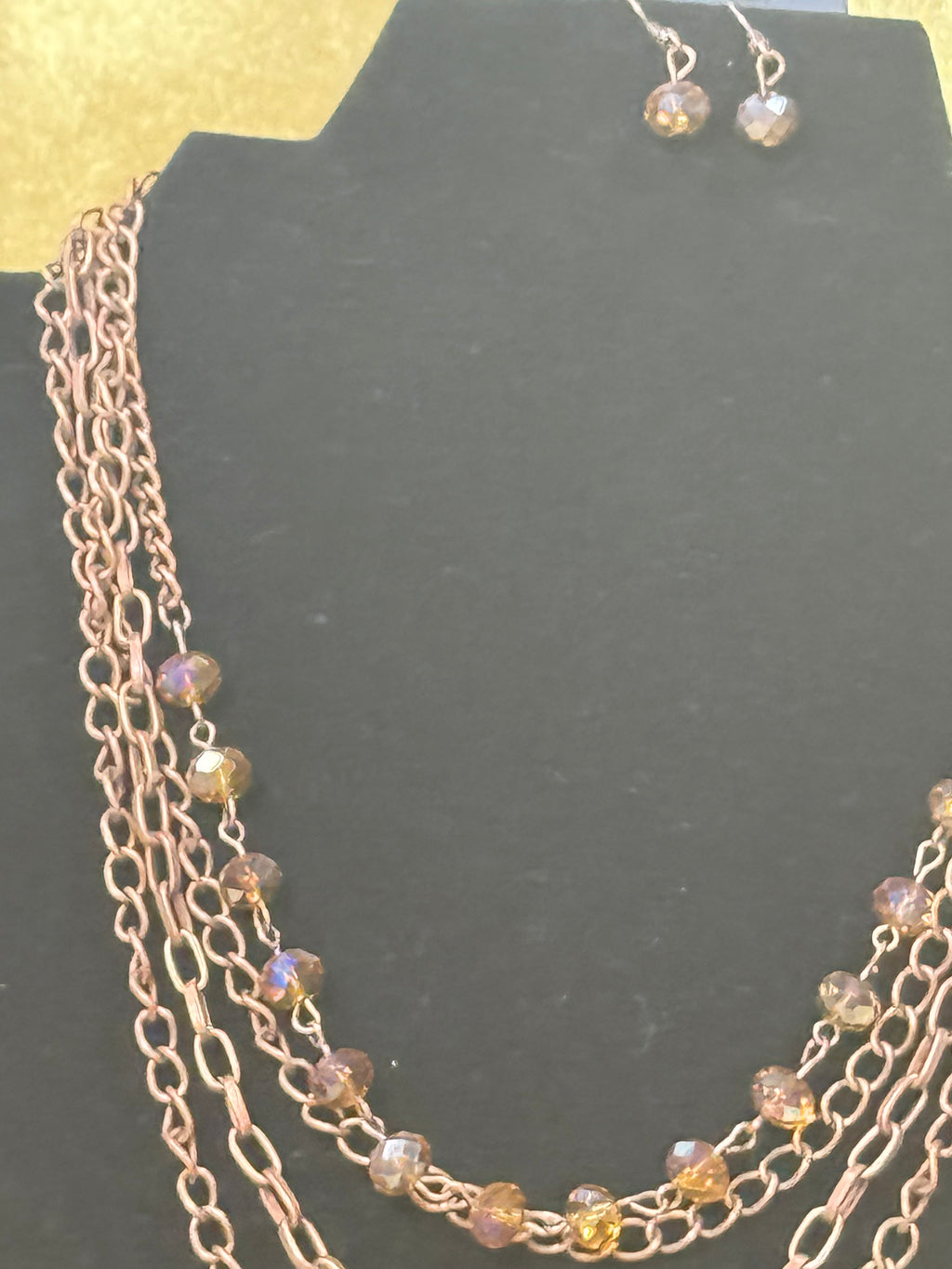 Paparazzi Extravagant Elegance Multi-Strand Copper & Crystal Bead Necklace Set