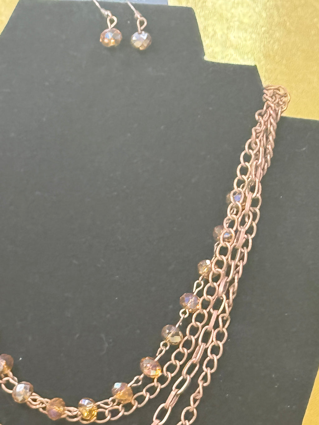 Paparazzi Extravagant Elegance Multi-Strand Copper & Crystal Bead Necklace Set