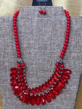 Paparazzi "All Across the GLOBETROTTER" Red Teardrop Statement Necklace & Earring Set