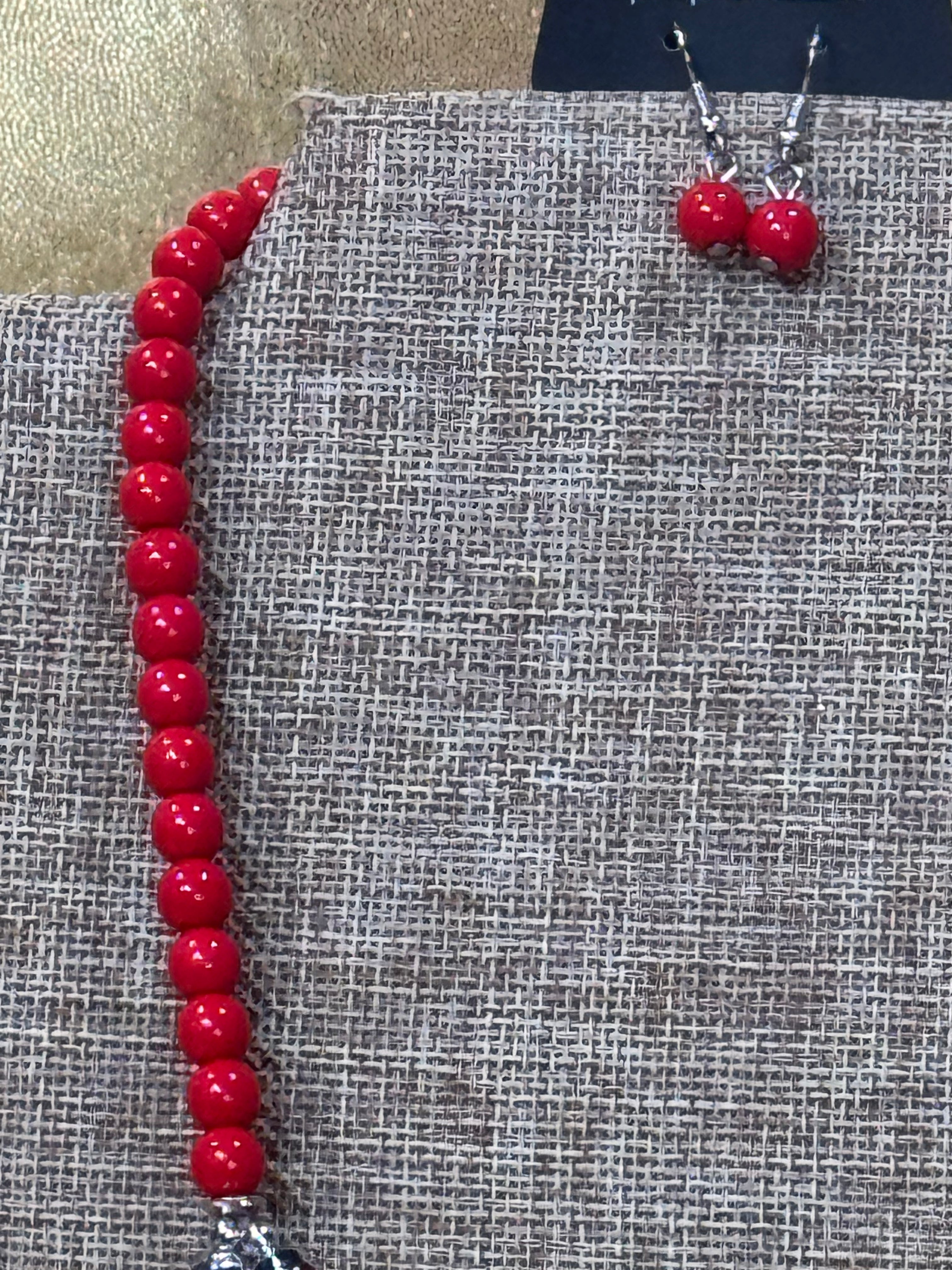 Paparazzi "All Across the GLOBETROTTER" Red Teardrop Statement Necklace & Earring Set
