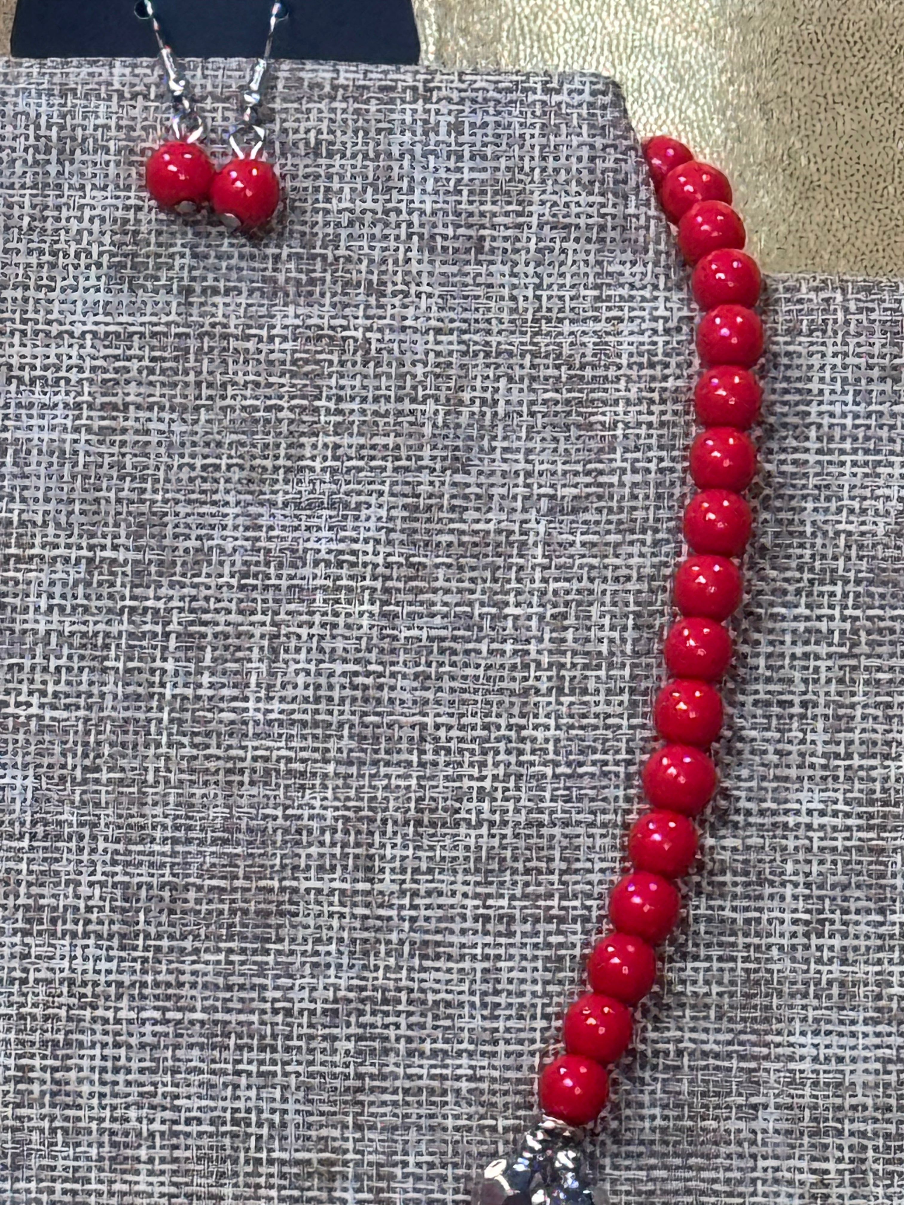 Paparazzi "All Across the GLOBETROTTER" Red Teardrop Statement Necklace & Earring Set