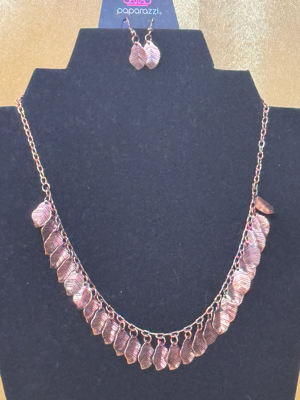 Paparazzi "Sail Across The Sky" Copper Feather Necklace Set