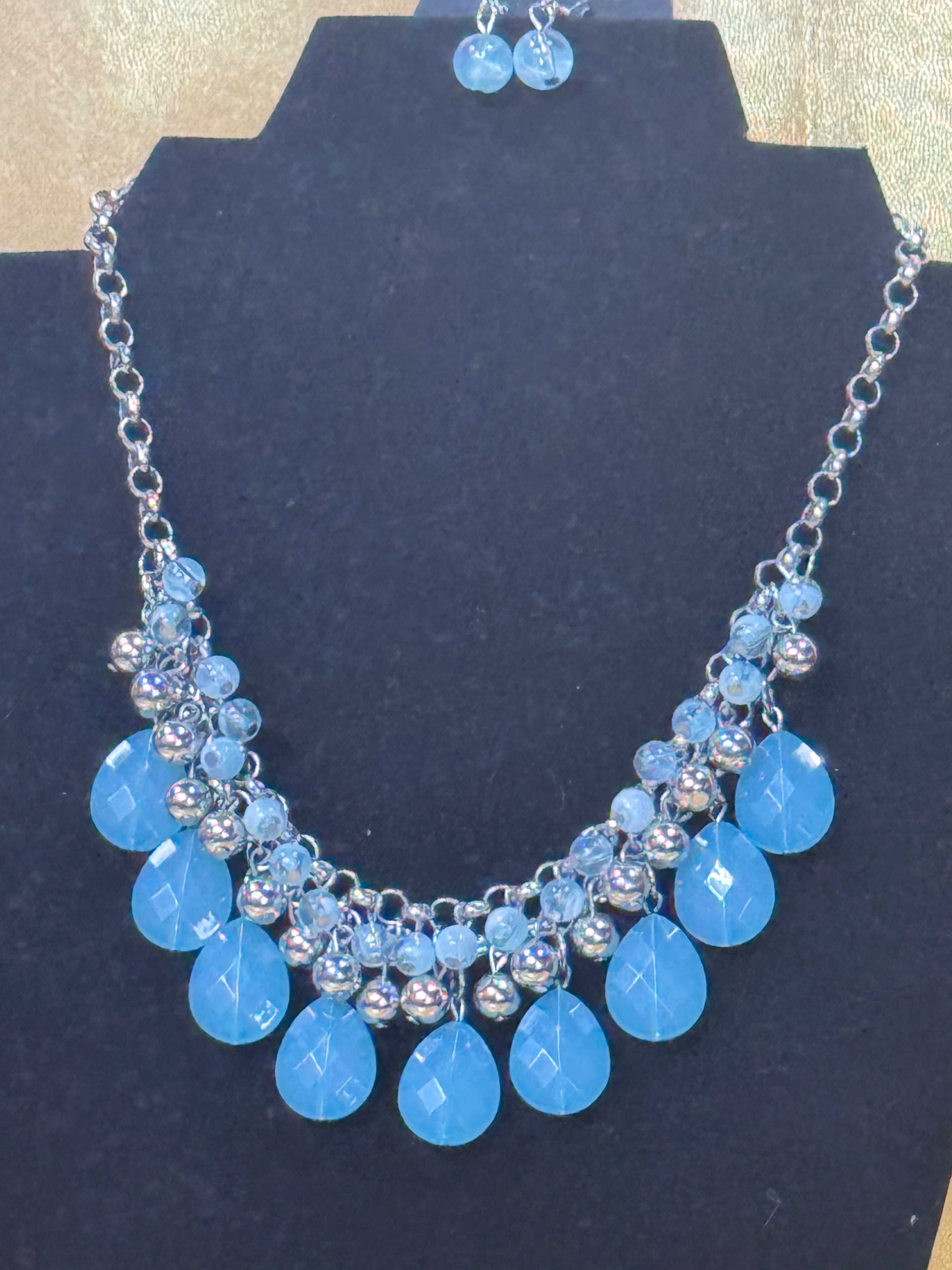 Paparazzi "Trending Tropicana" Blue Teardrop Statement Necklace & Earring Set