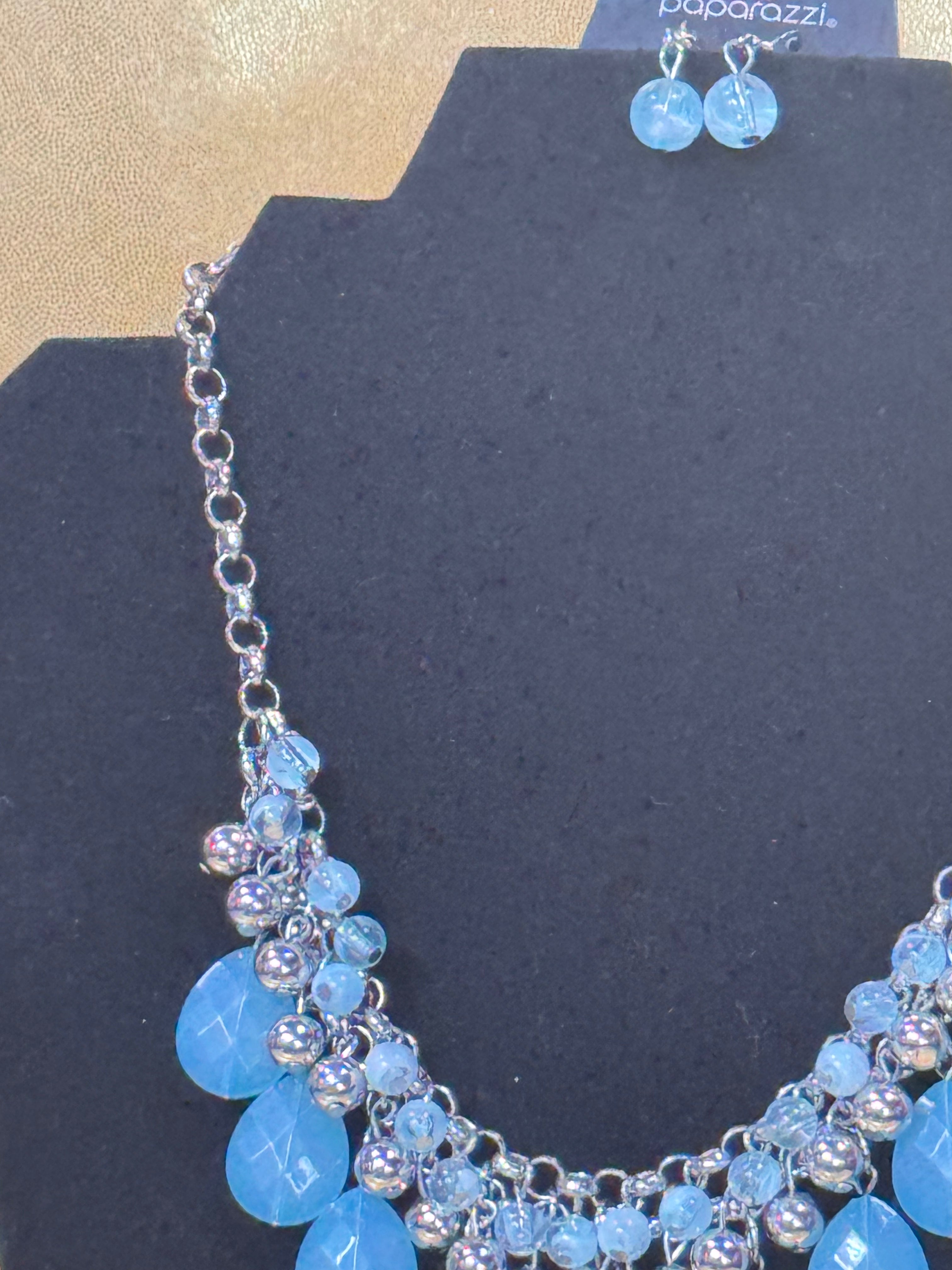 Paparazzi "Trending Tropicana" Blue Teardrop Statement Necklace & Earring Set