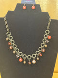 Paparazzi "Fiercely Fancy" Bronze Chain Multi-Bead Necklace & Earring Set