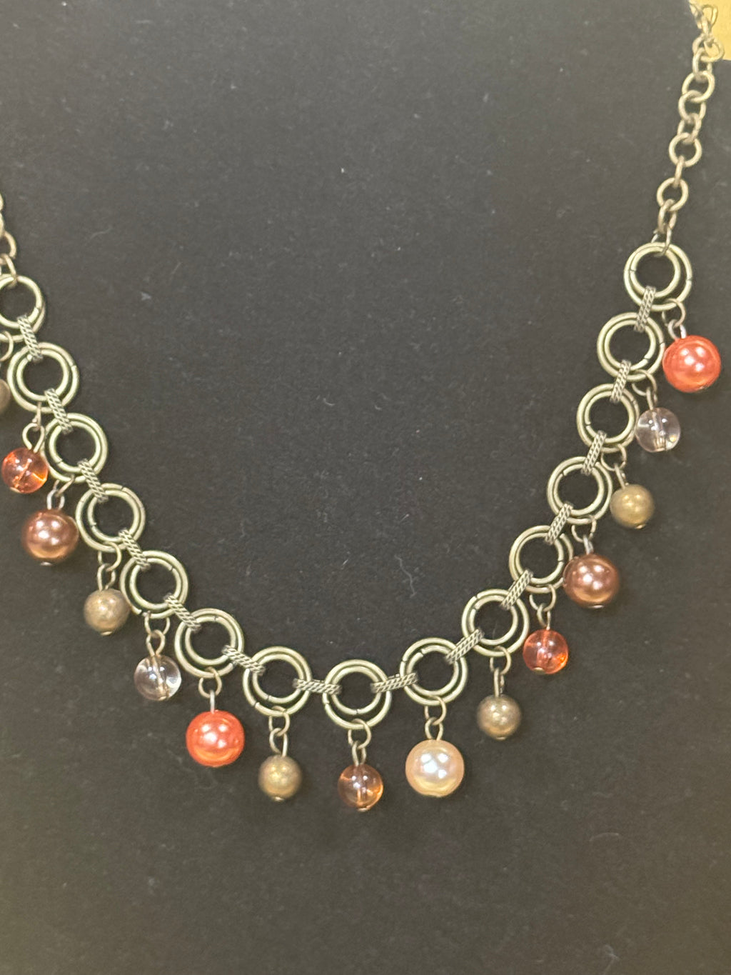 Paparazzi "Fiercely Fancy" Bronze Chain Multi-Bead Necklace & Earring Set