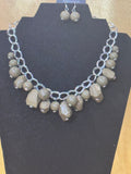 Paparazzi "Gorgeously Globetrotter" Green Bead & Silver Necklace Set
