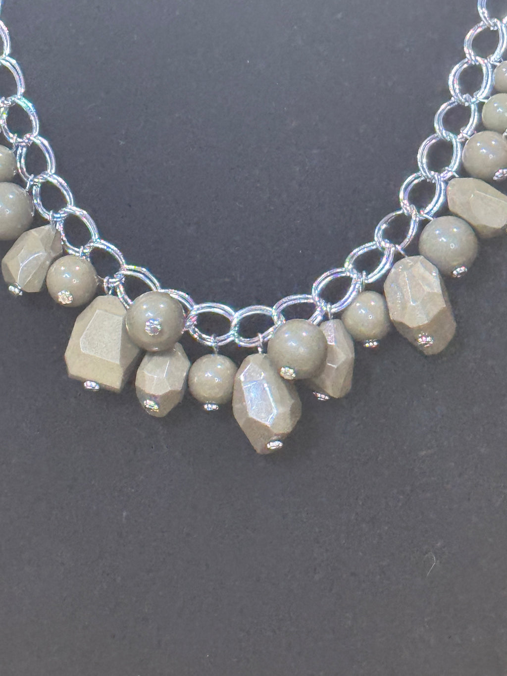 Paparazzi "Gorgeously Globetrotter" Green Bead & Silver Necklace Set