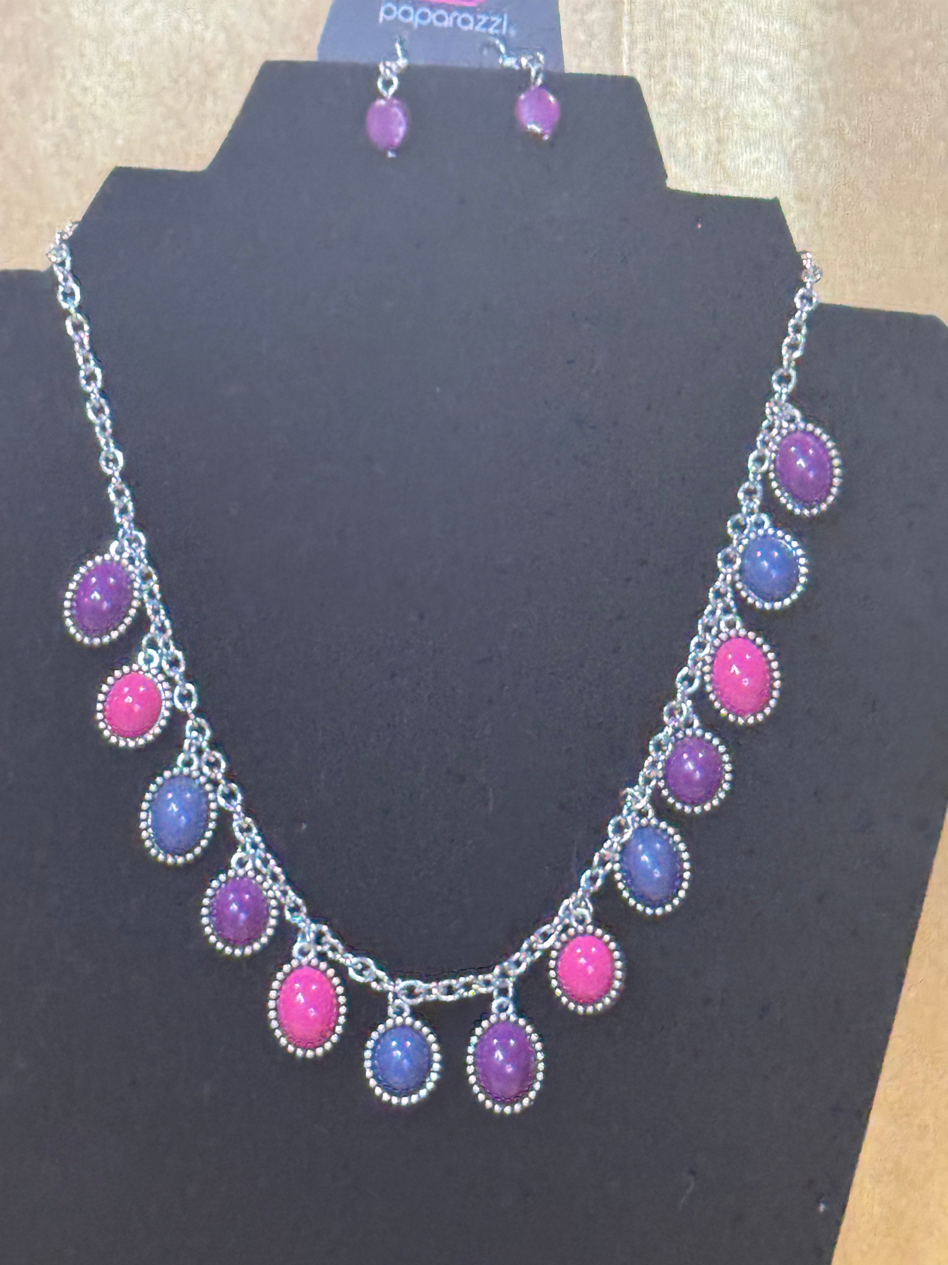 Paparazzi "Make Some ROAM!" Multi-Color Bead Fringe Necklace & Earring Set