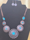 Paparazzi "Mayan Marvel" Southwestern Copper & Turquoise Medallion Necklace Set