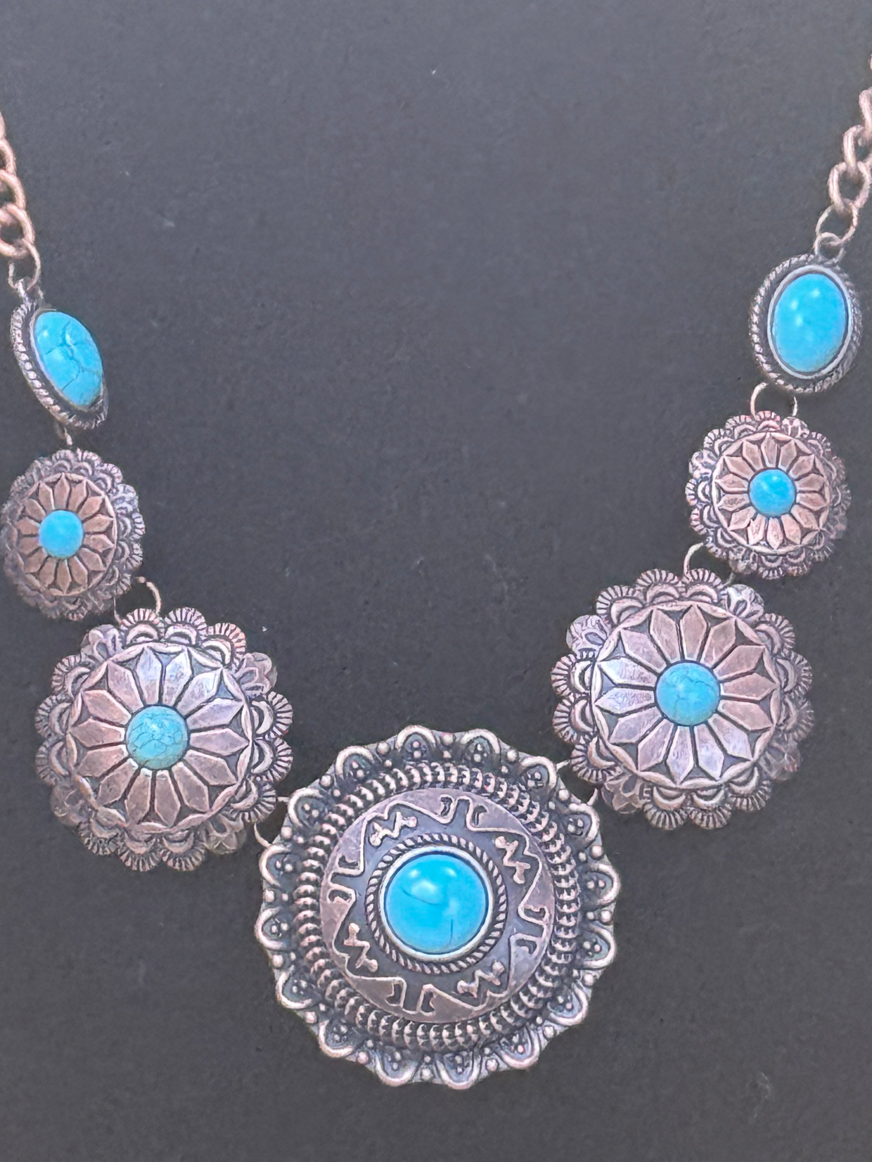 Paparazzi "Mayan Marvel" Southwestern Copper & Turquoise Medallion Necklace Set