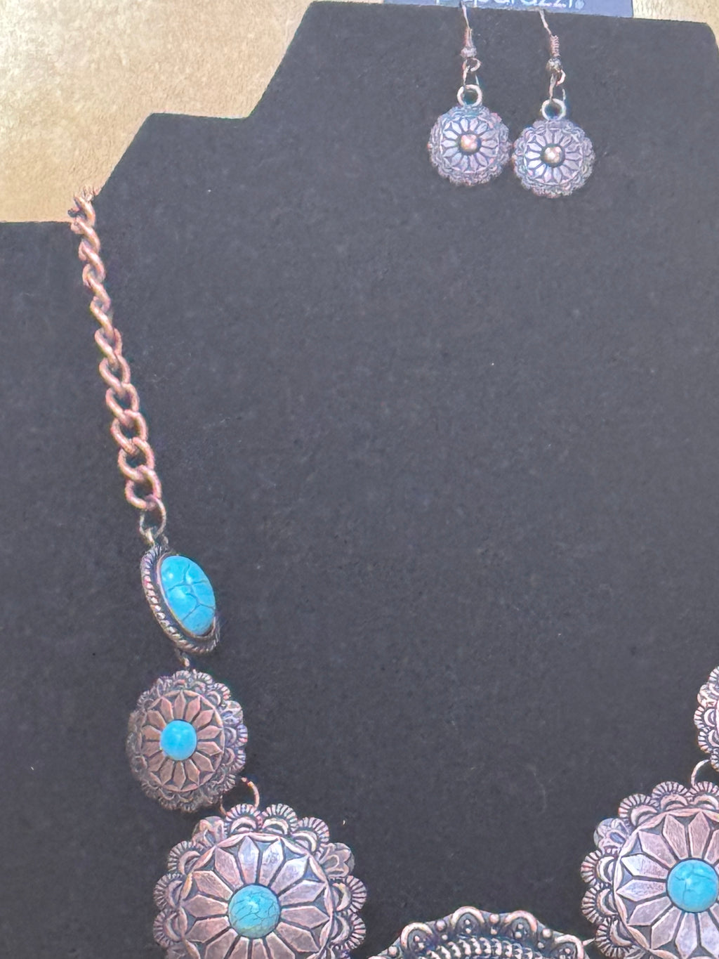 Paparazzi "Mayan Marvel" Southwestern Copper & Turquoise Medallion Necklace Set