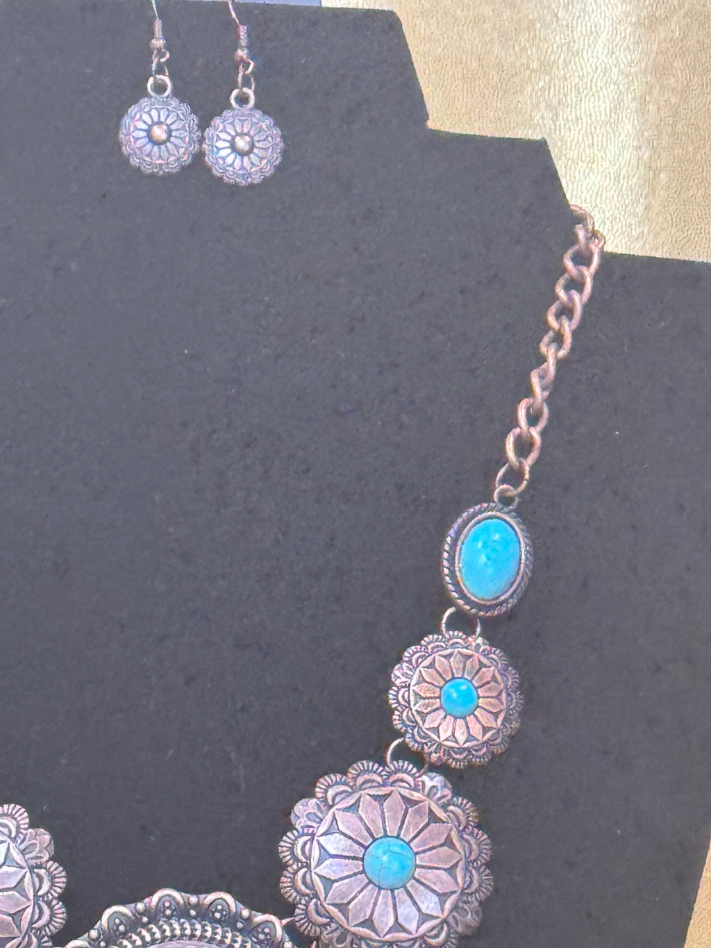 Paparazzi "Mayan Marvel" Southwestern Copper & Turquoise Medallion Necklace Set