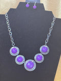 Paparazzi "Garden Glade" Purple Bead Textured Silver Necklace & Earring Set