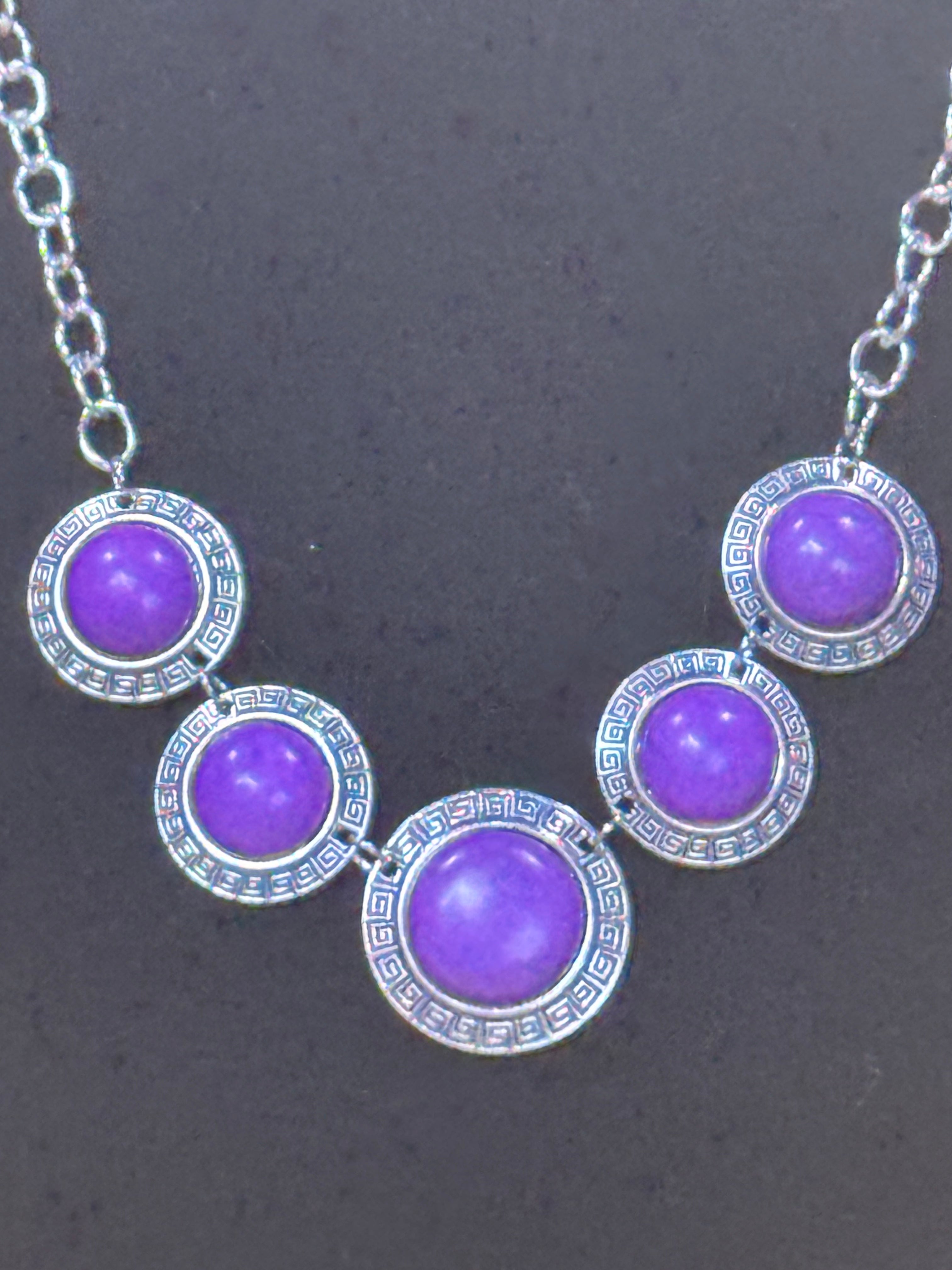 Paparazzi "Garden Glade" Purple Bead Textured Silver Necklace & Earring Set