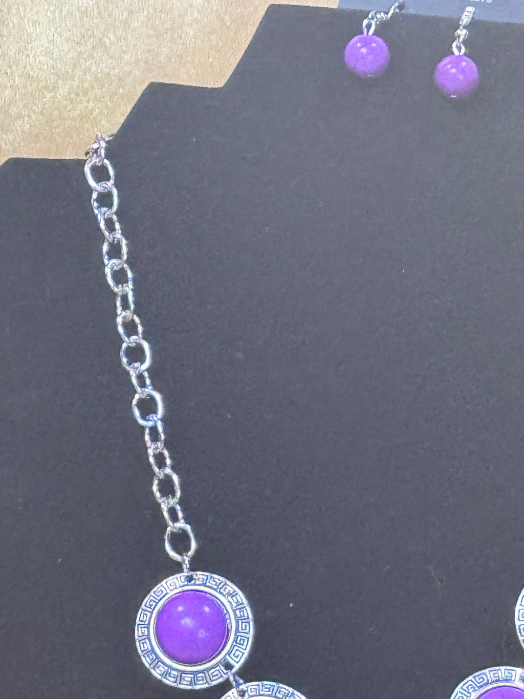 Paparazzi "Garden Glade" Purple Bead Textured Silver Necklace & Earring Set