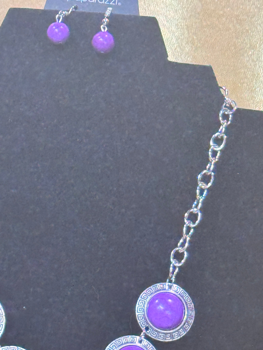 Paparazzi "Garden Glade" Purple Bead Textured Silver Necklace & Earring Set