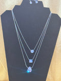Paparazzi "Lustrous Layers" White Iridescent Layered Rhinestone Necklace & Earring Set