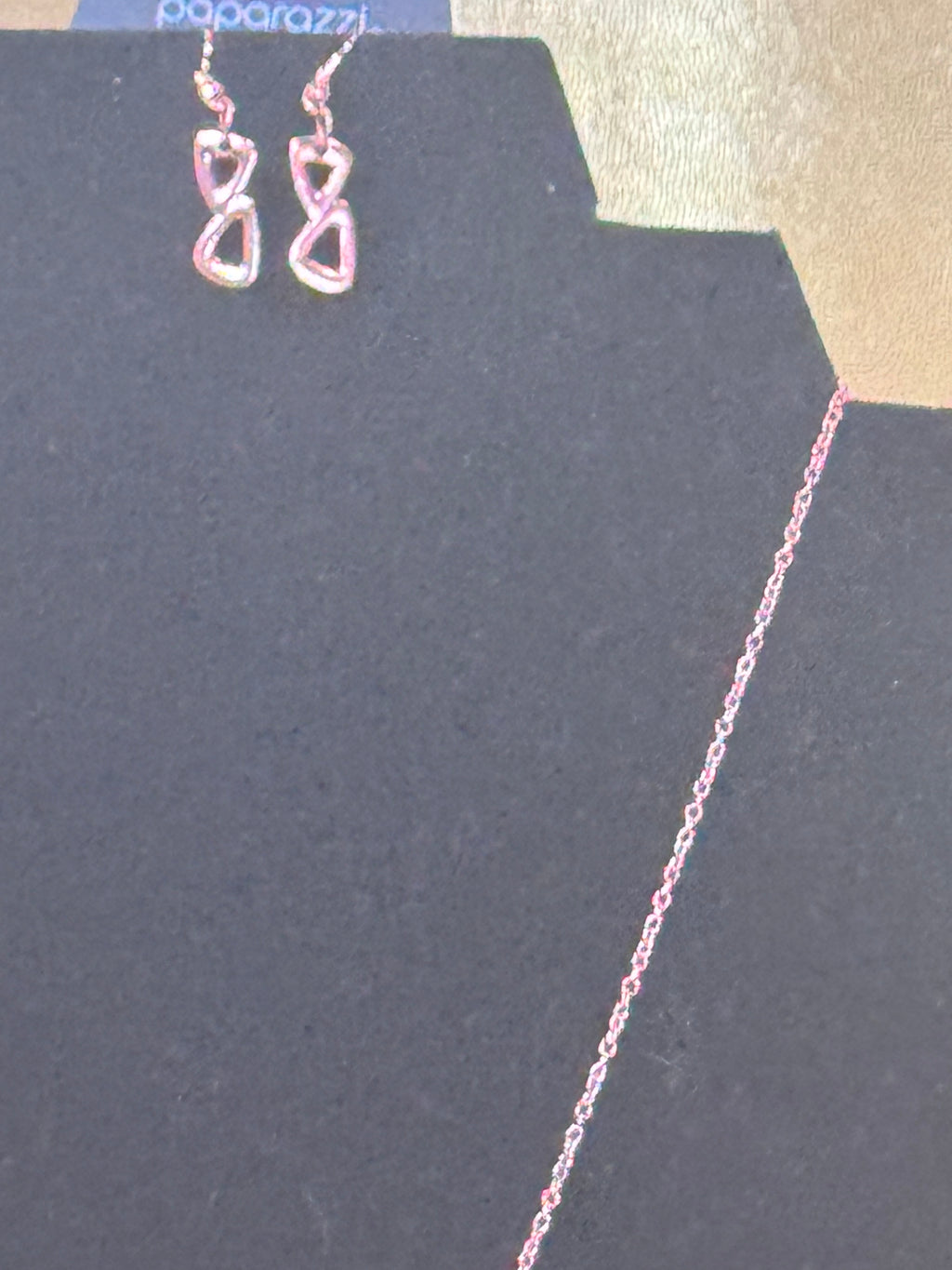 Paparazzi "Vertigo" Copper/Rose Gold Open Geometric Necklace & Earring Set