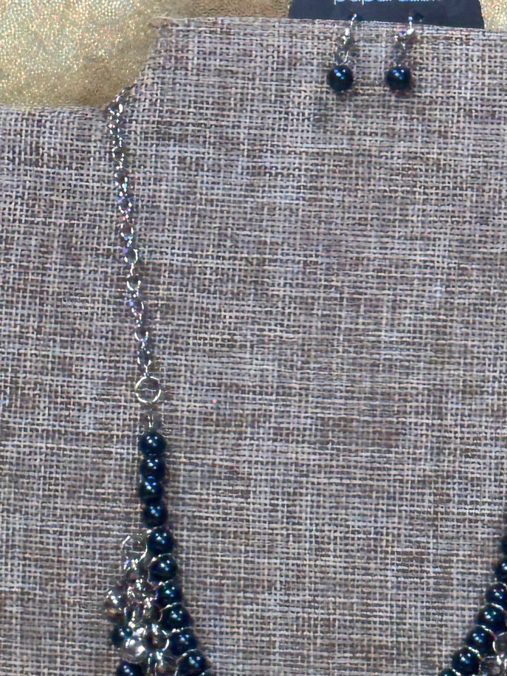 Touch of CLASSY Blue Pearl & Silver Fringe Necklace Set