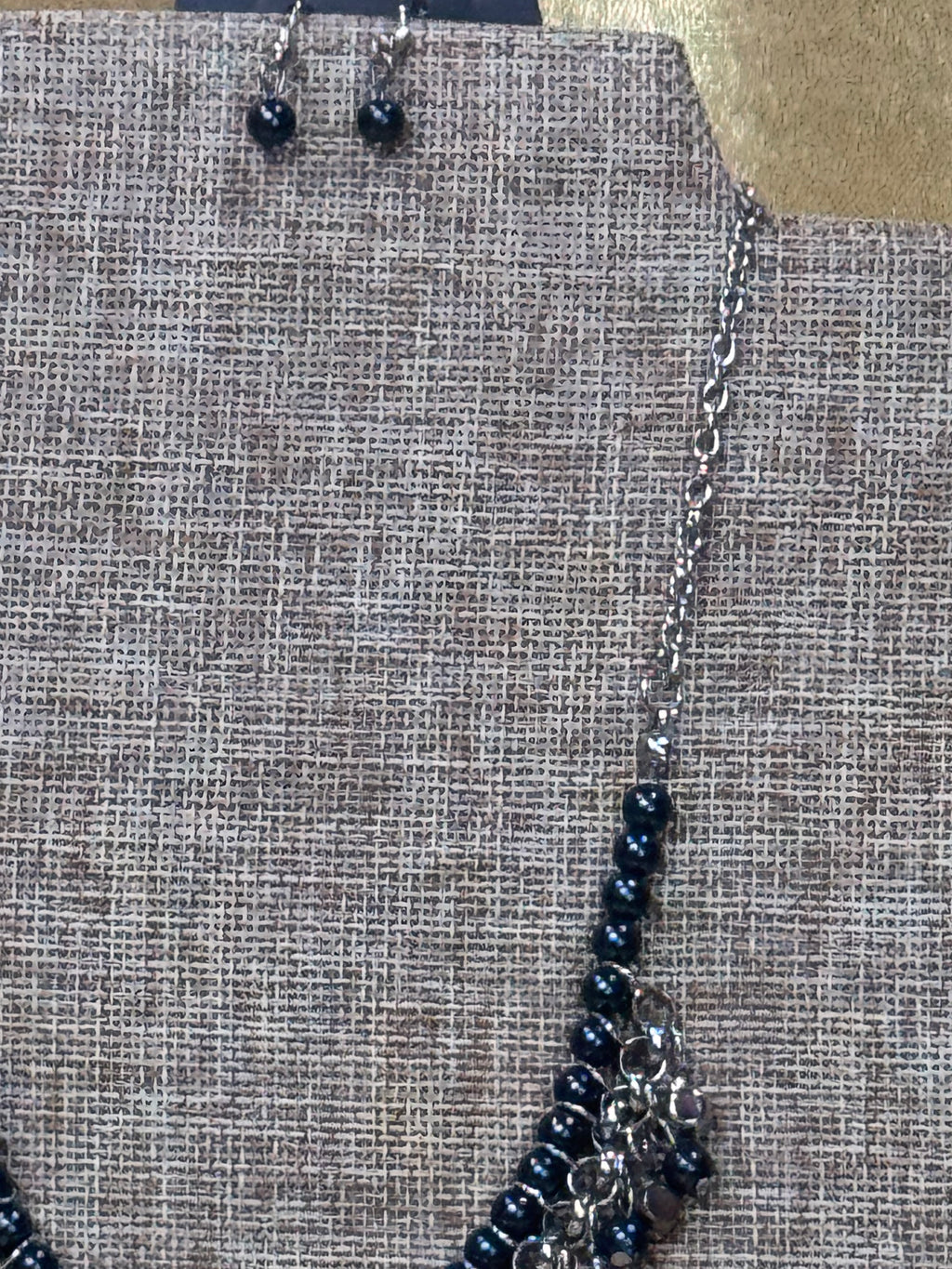 Touch of CLASSY Blue Pearl & Silver Fringe Necklace Set