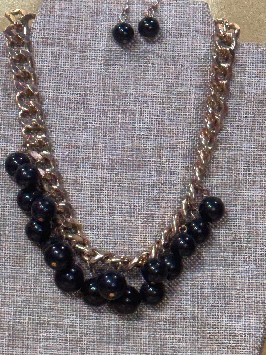 Paparazzi "Get Off My Runway" Gold and Bold Black Bead Statement Jewelry Set
