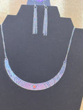 Paparazzi "Arizona Adventure" Silver Southwestern Crescent Necklace & Earring Set – Orange Center Bead
