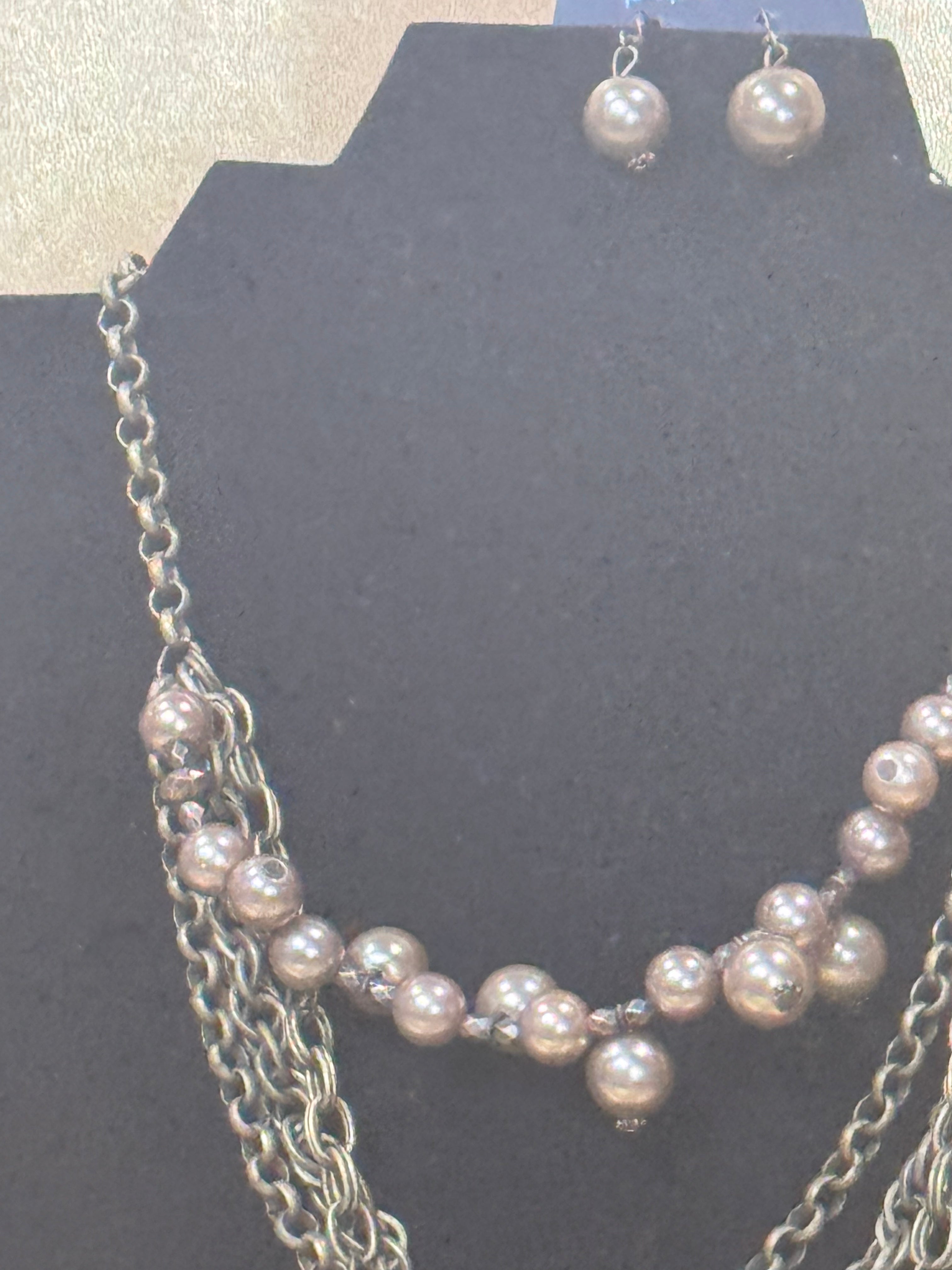 Paparazzi "All The Trimmings" Multi-Strand Statement Necklace & Earring Set