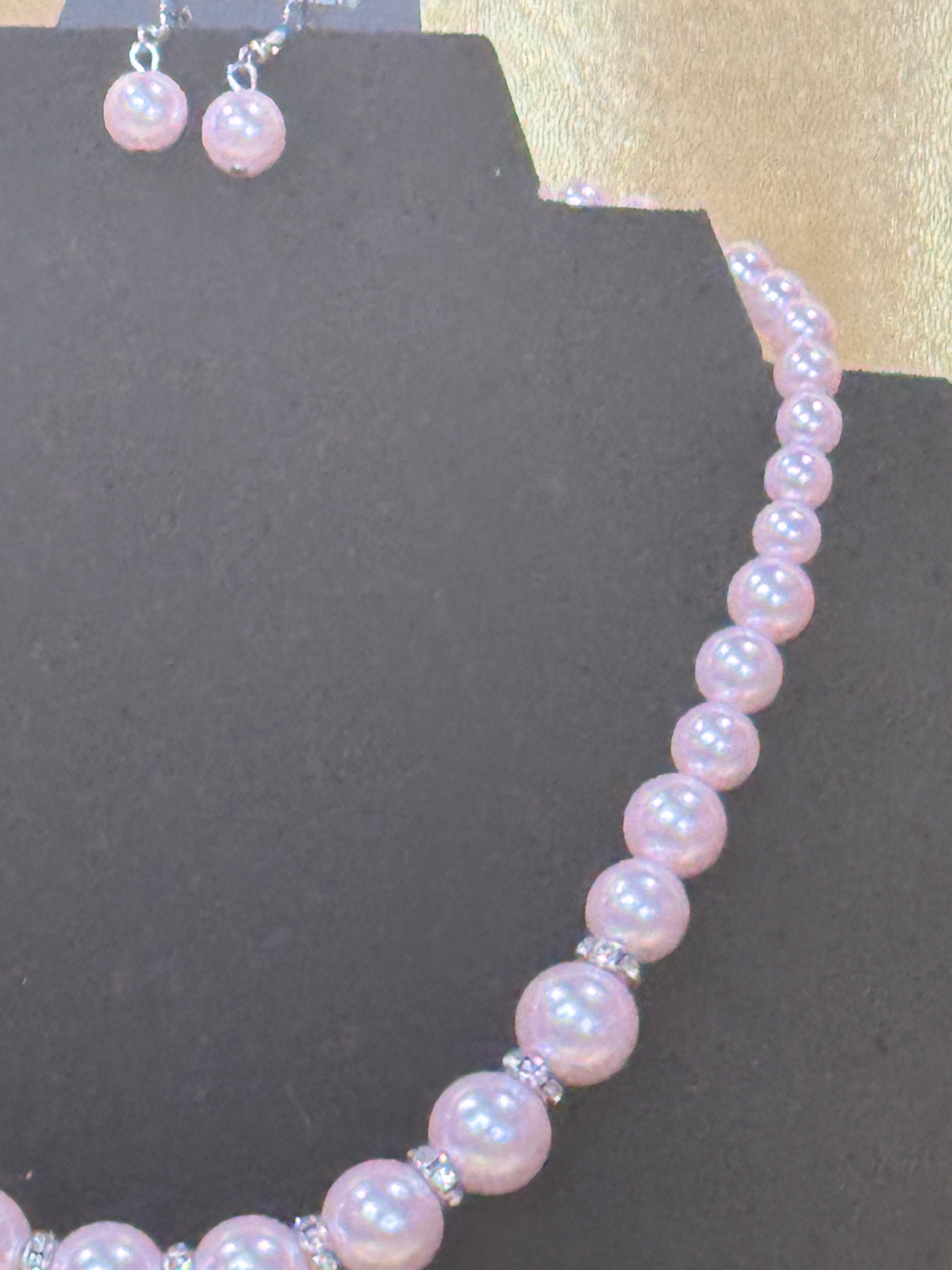 Brand New Arrival: "Twisted Twin" Pink Pearl & Rhinestone Set
